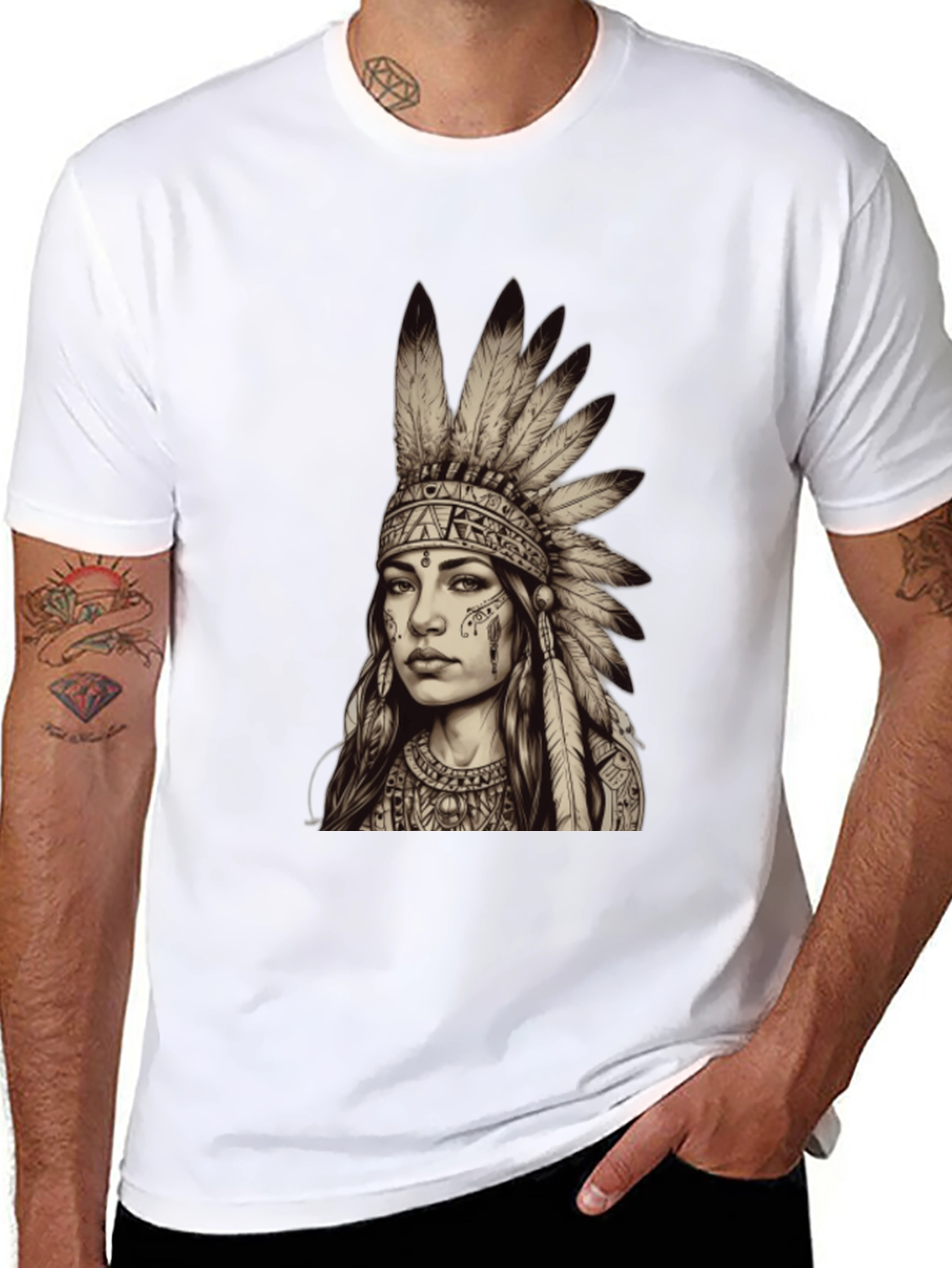 Native American Headdress Graphic Tee - Unisex Black T-Shirt