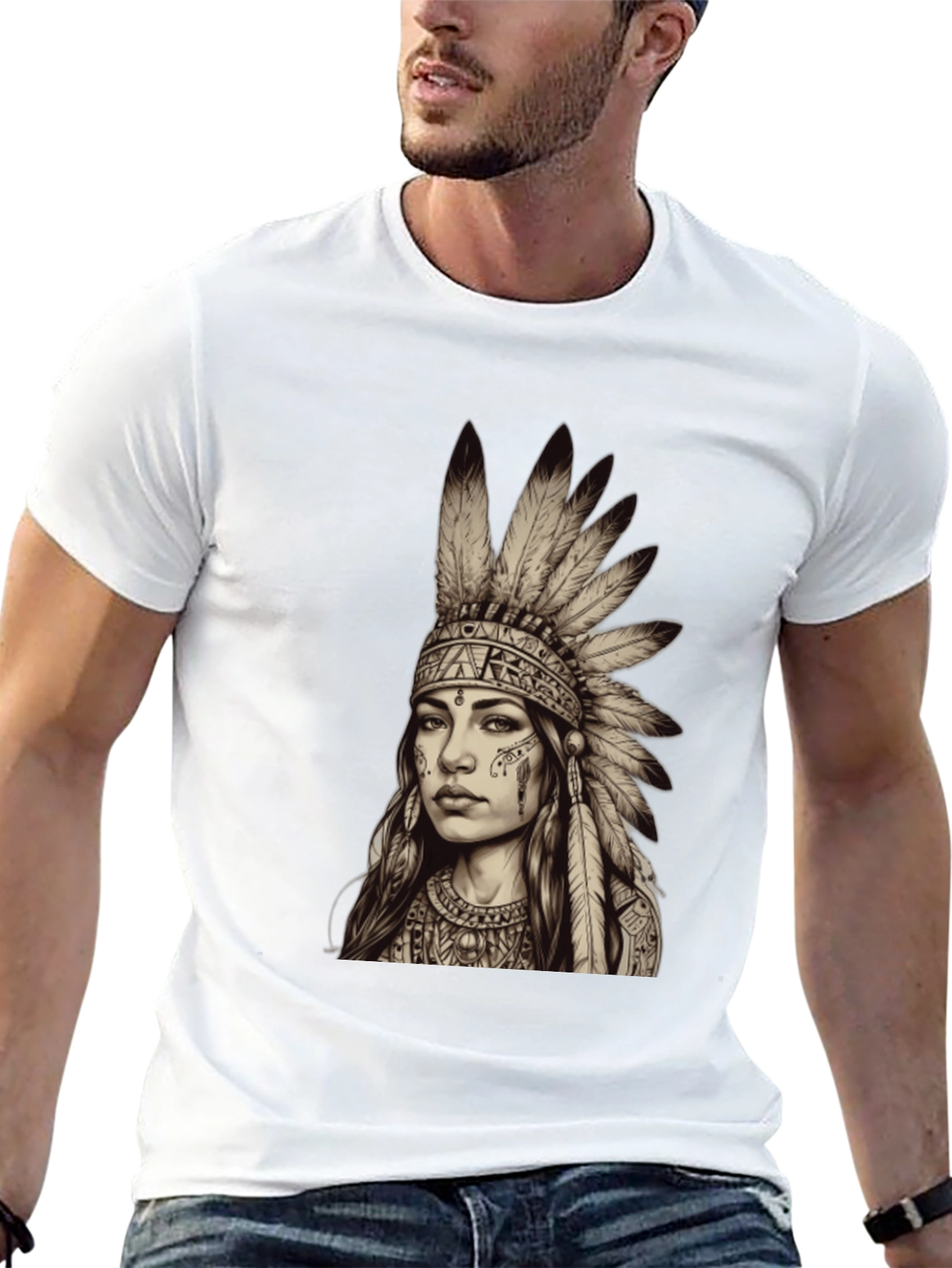 Native American Headdress Graphic Tee - Unisex Black T-Shirt