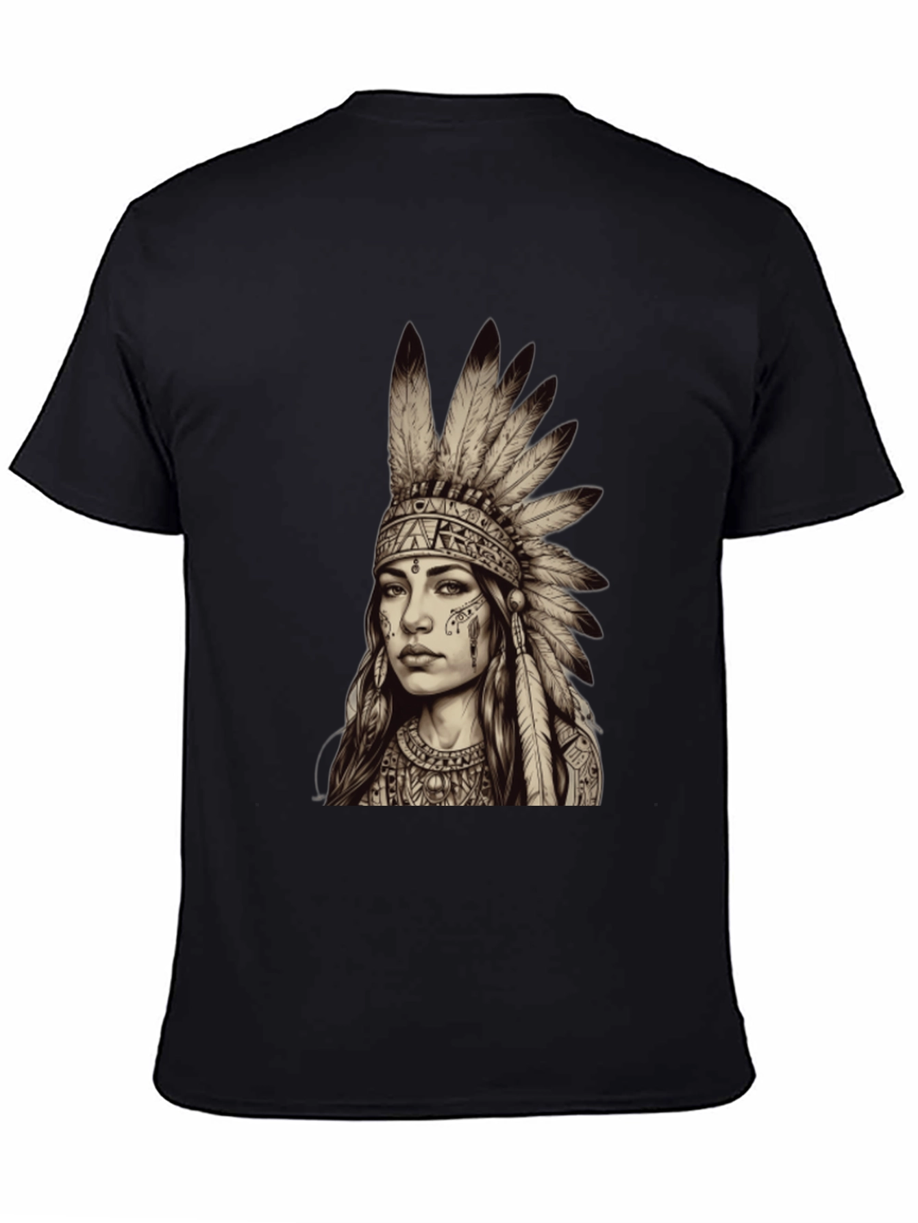 Native American Headdress Graphic Tee - Unisex Black T-Shirt