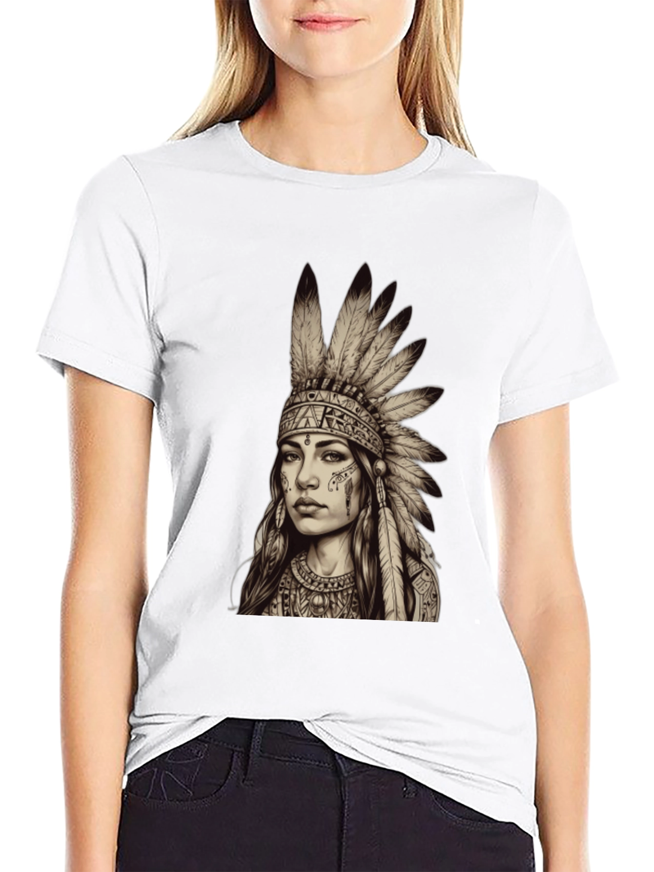 Native American Headdress Graphic Tee - Unisex Black T-Shirt