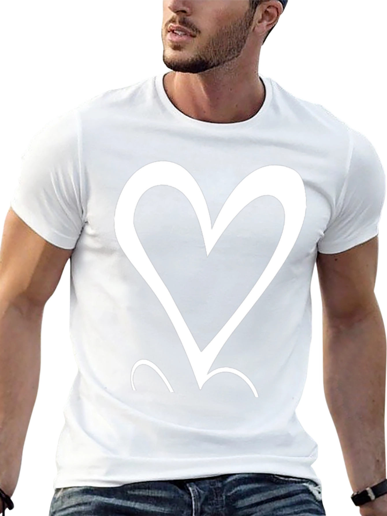 Heart Graphic Tee - Mens Casual Black T-Shirt