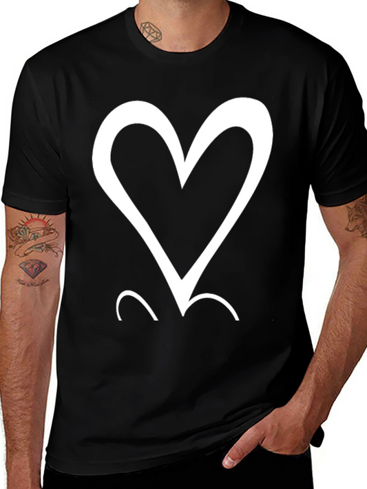Heart Graphic Tee - Mens Casual Black T-Shirt