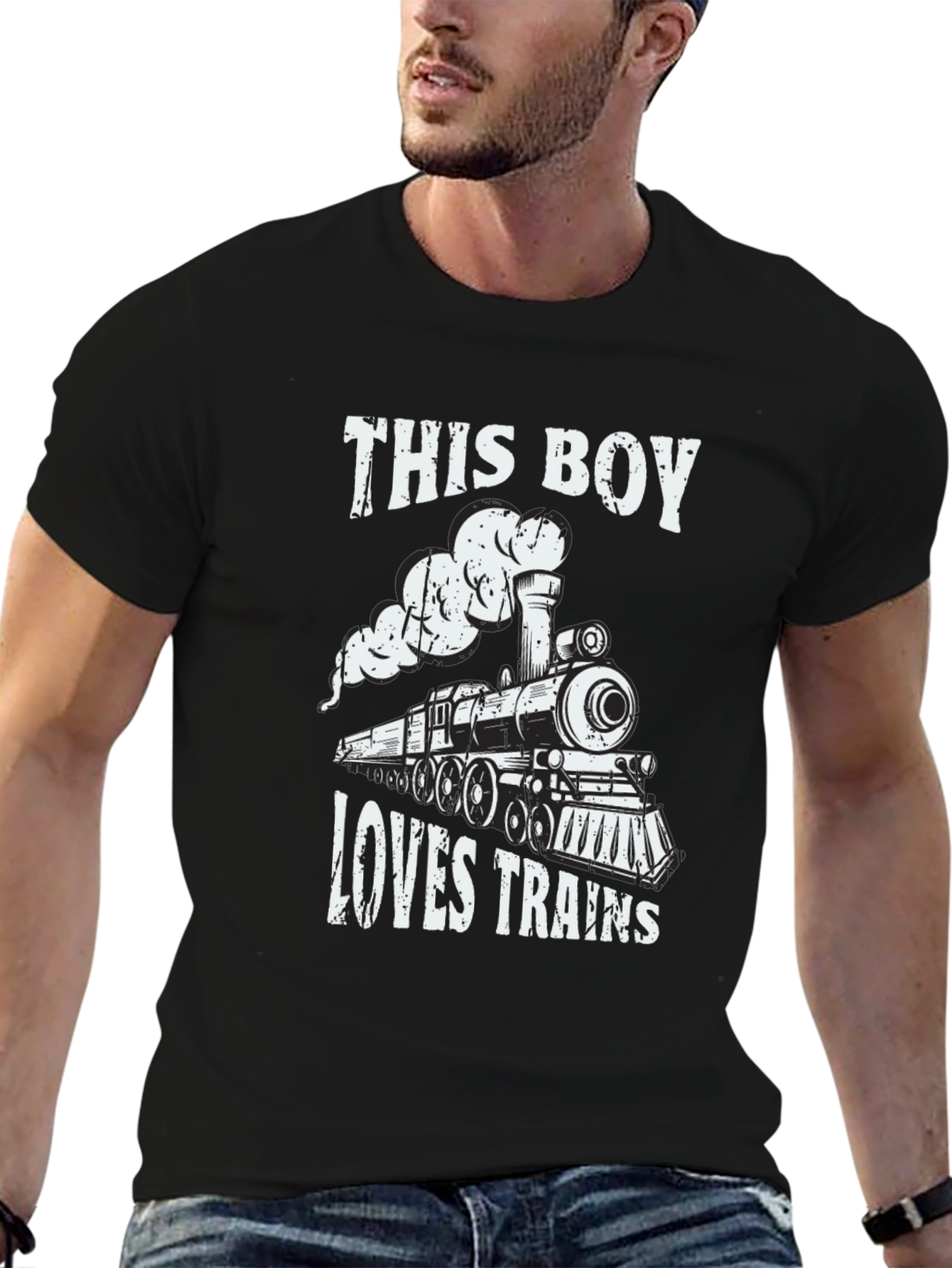 Boy Loves Trains Graphic Tee - Black
