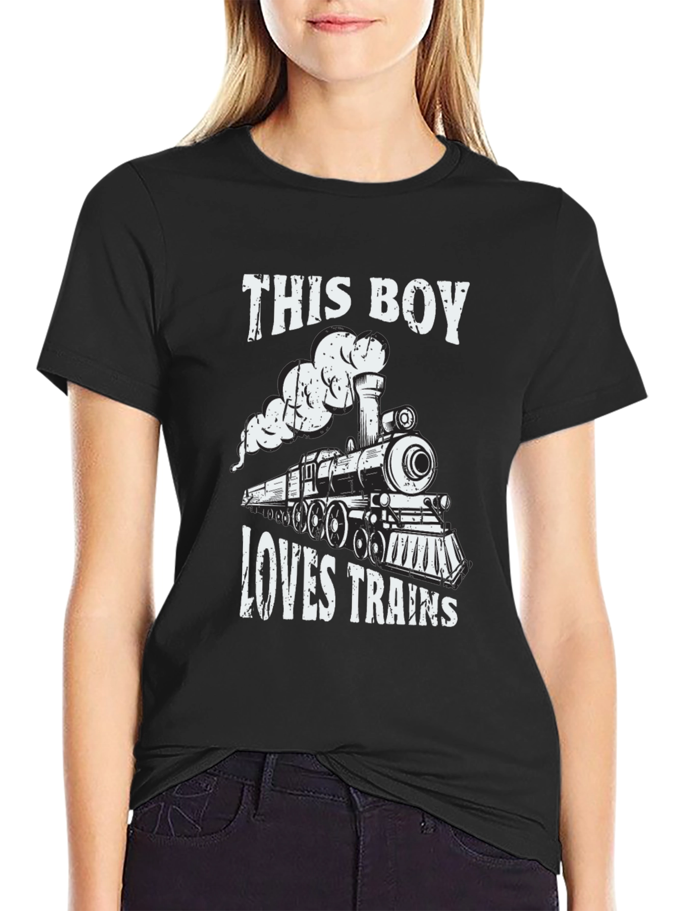 Boy Loves Trains Graphic Tee - Black