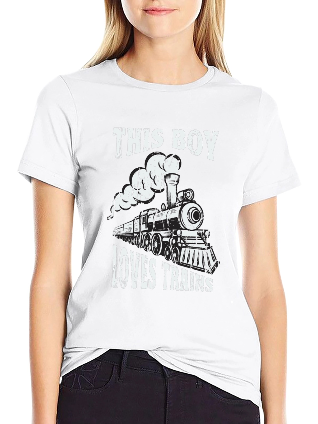 Boy Loves Trains Graphic Tee - Black
