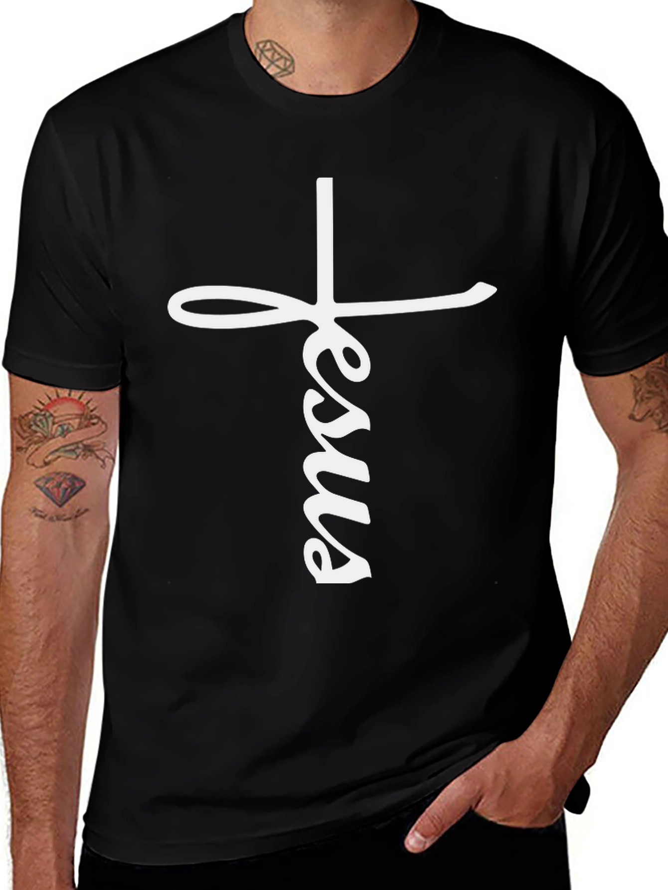 Jesus Cross Graphic Black T-Shirt