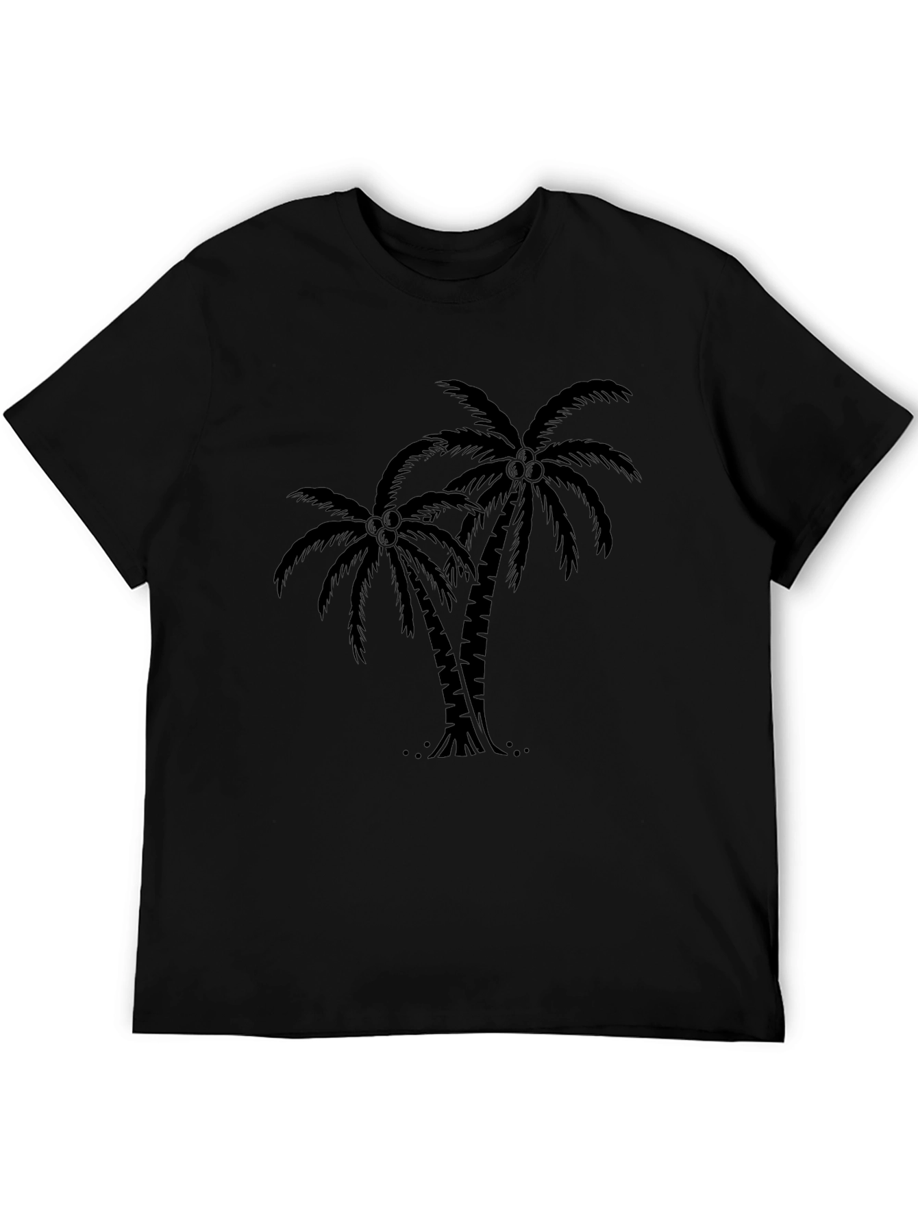 Tropical Palm Tree Graphic Tee - Black