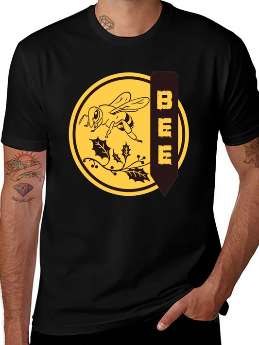 Bee Graphic T-Shirt - Black Crew Neck Tee