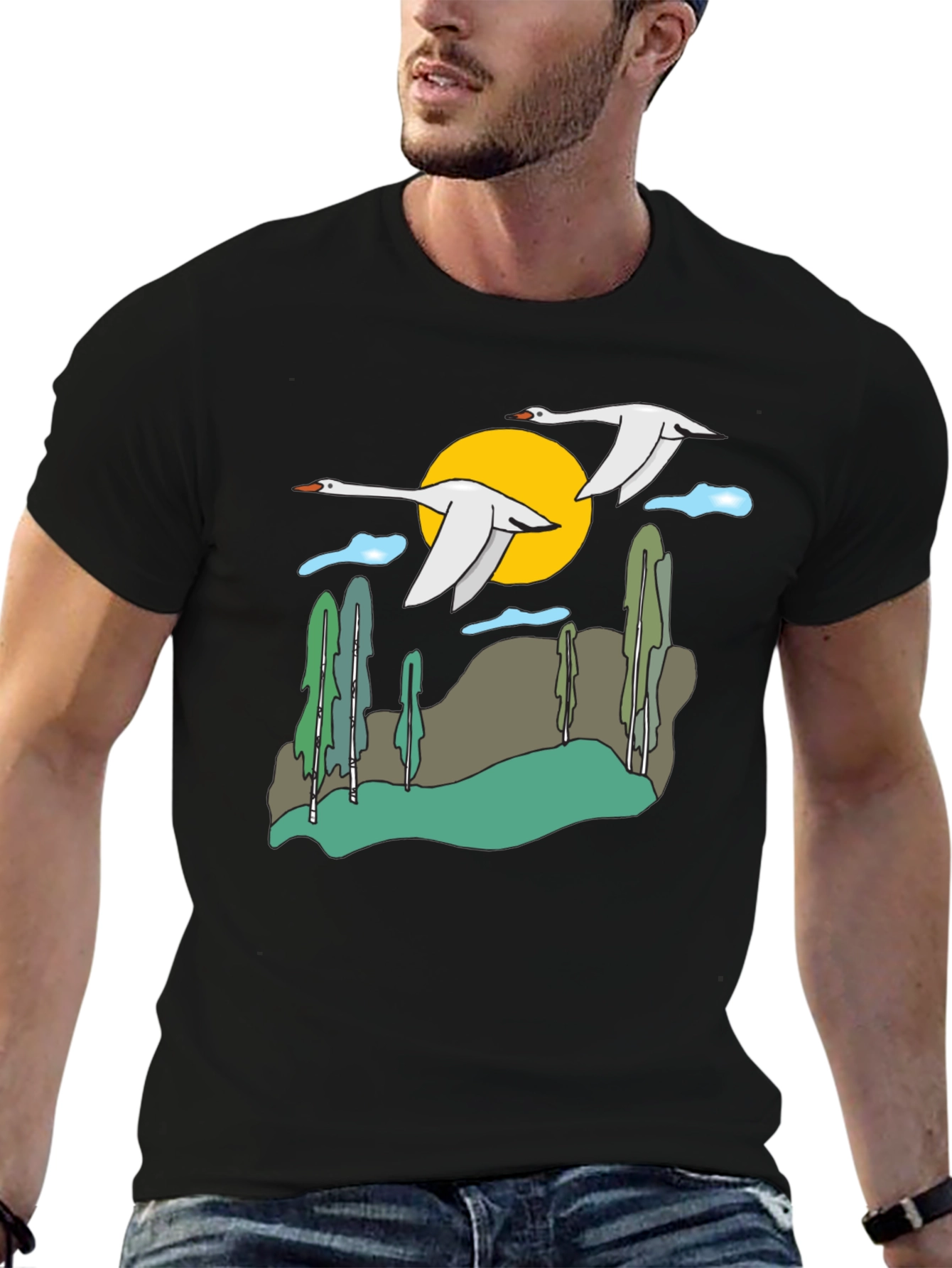 Whimsical Swan Graphic Tee
