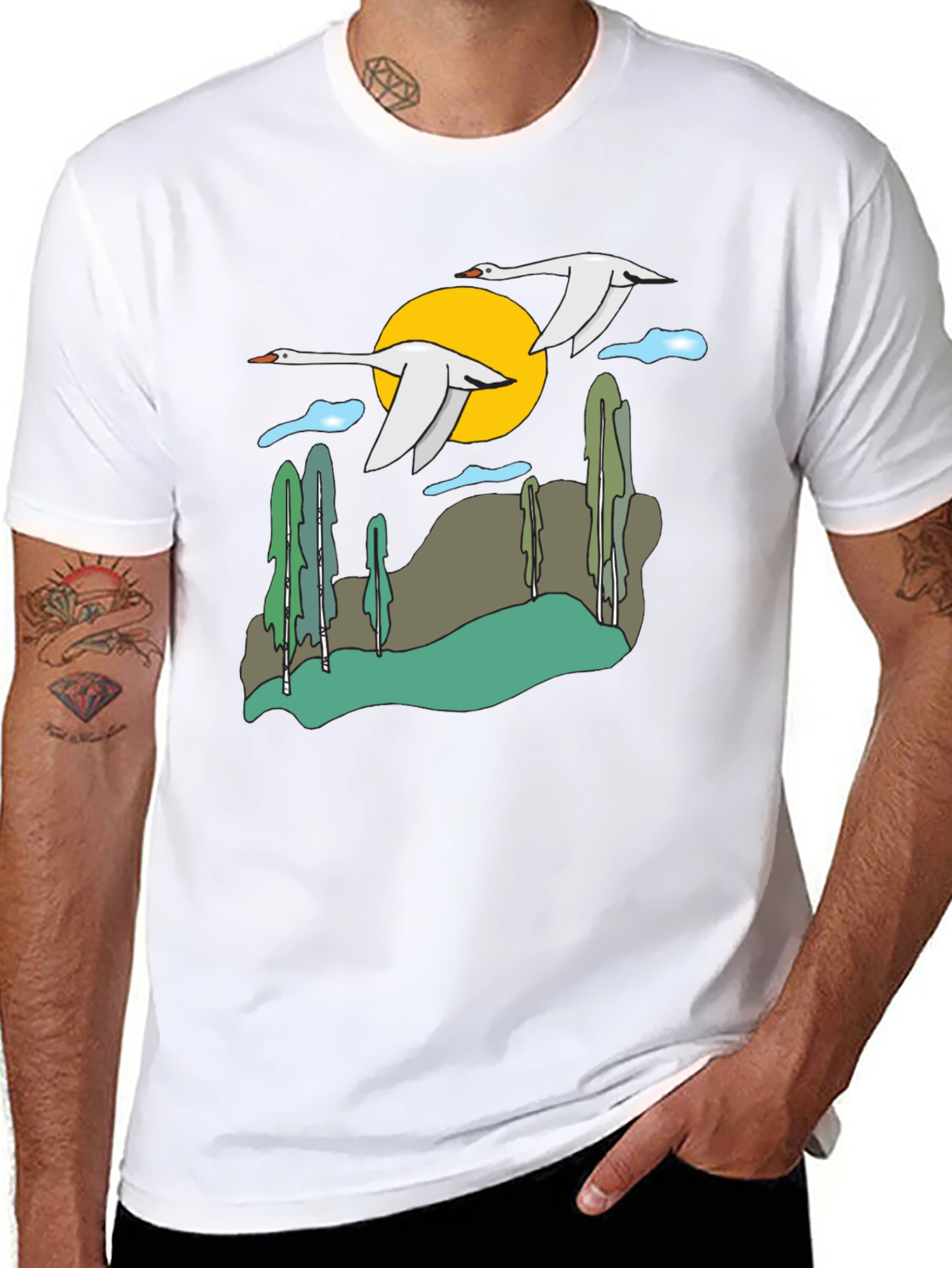 Whimsical Swan Graphic Tee