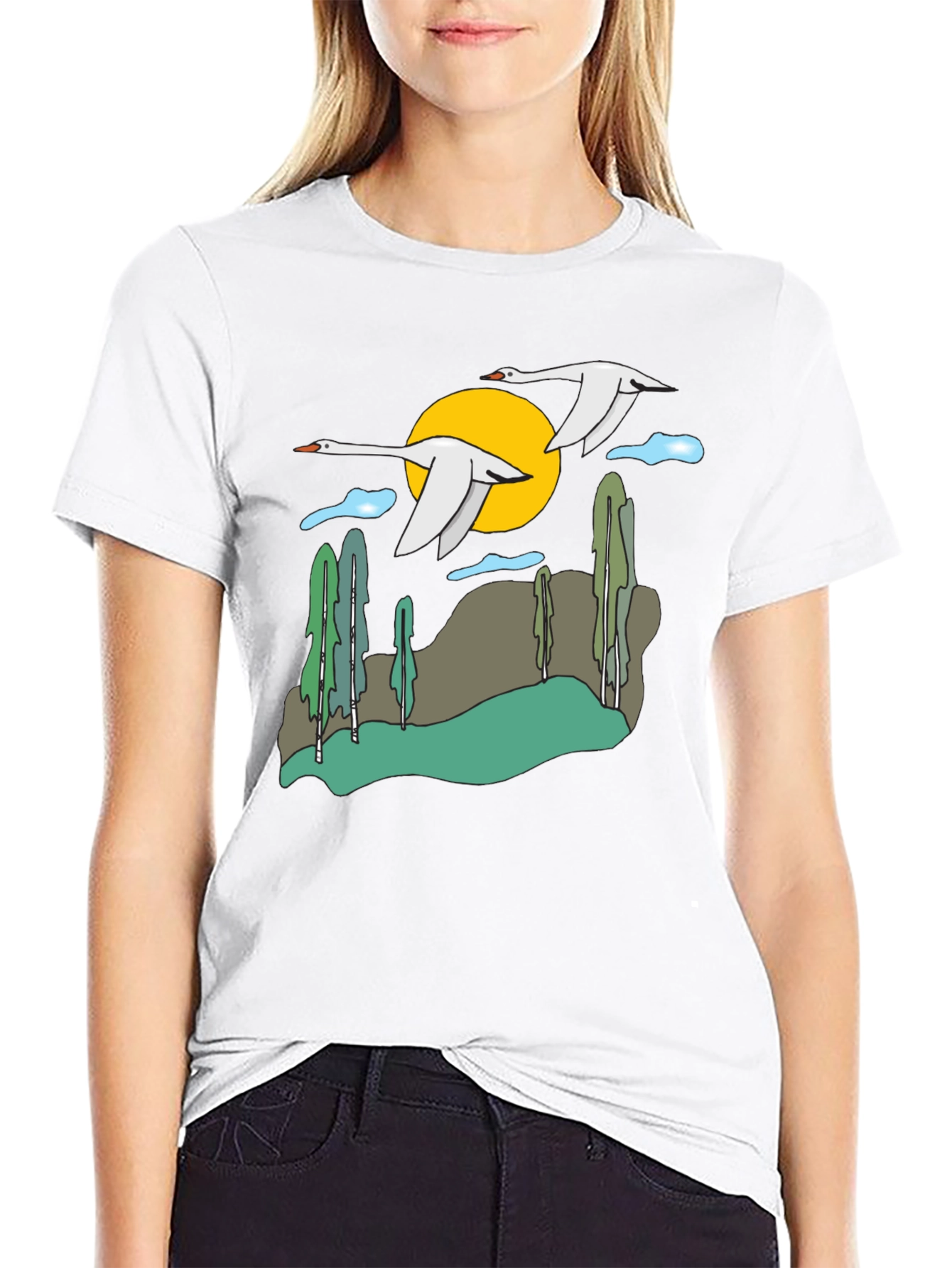 Whimsical Swan Graphic Tee