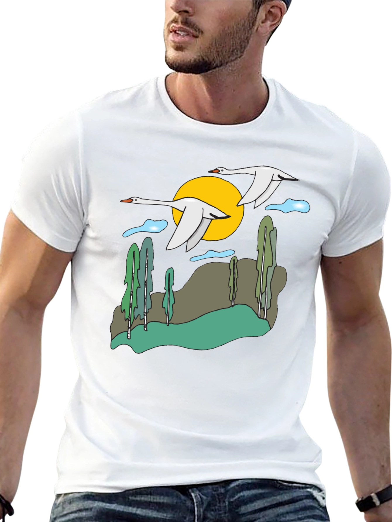Whimsical Swan Graphic Tee