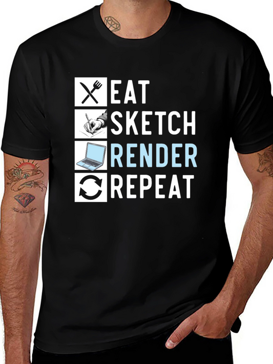 Eat Sketch Render Repeat Graphic Tee