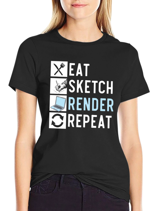 Eat Sketch Render Repeat Graphic Tee