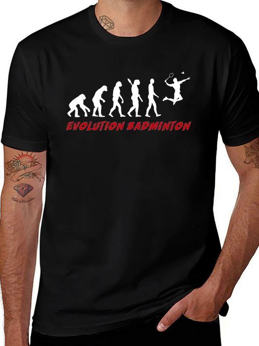 Evolution of Badminton Black T-Shirt