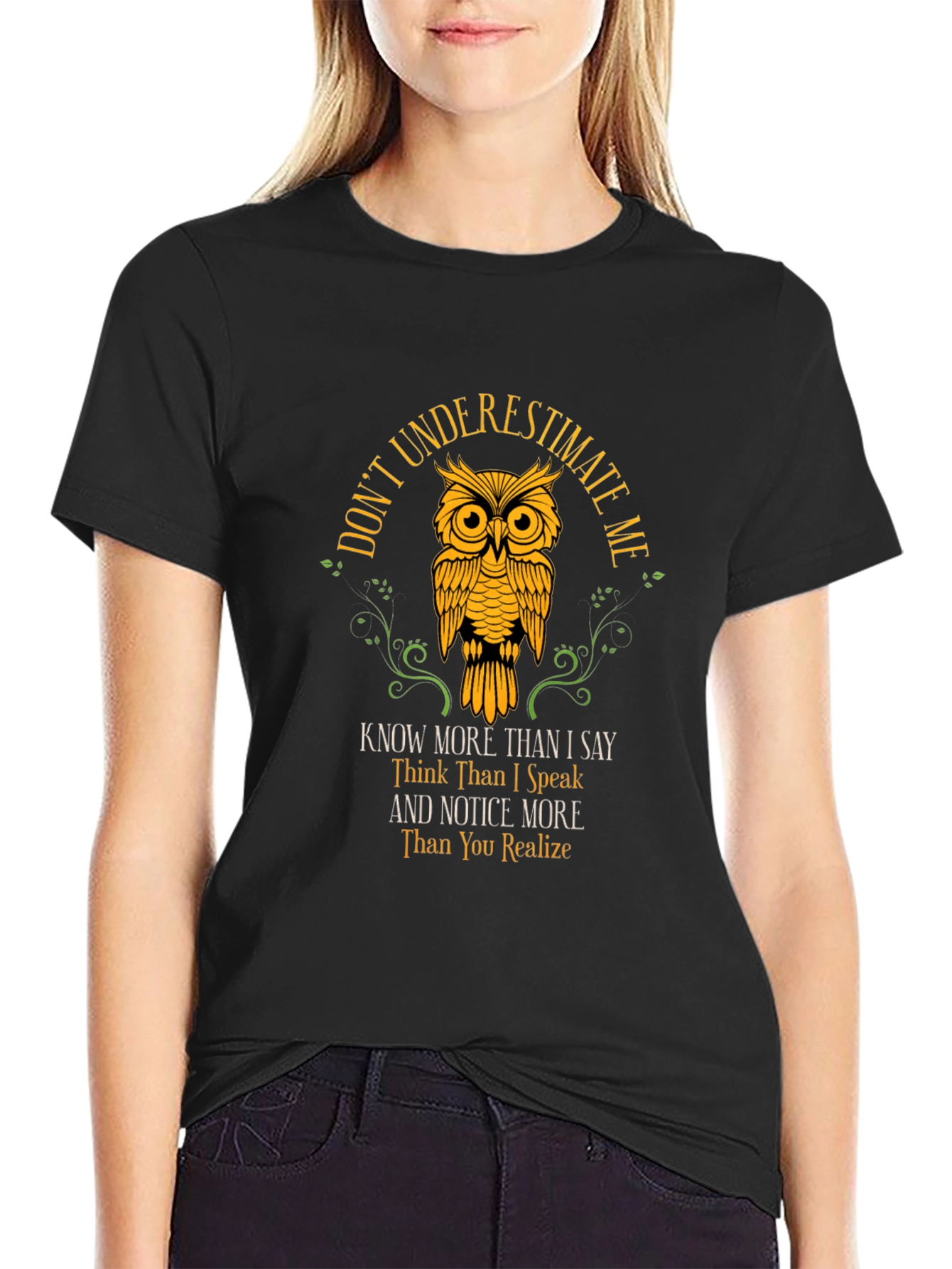 Dont Underestimate Me Owl Graphic Tee