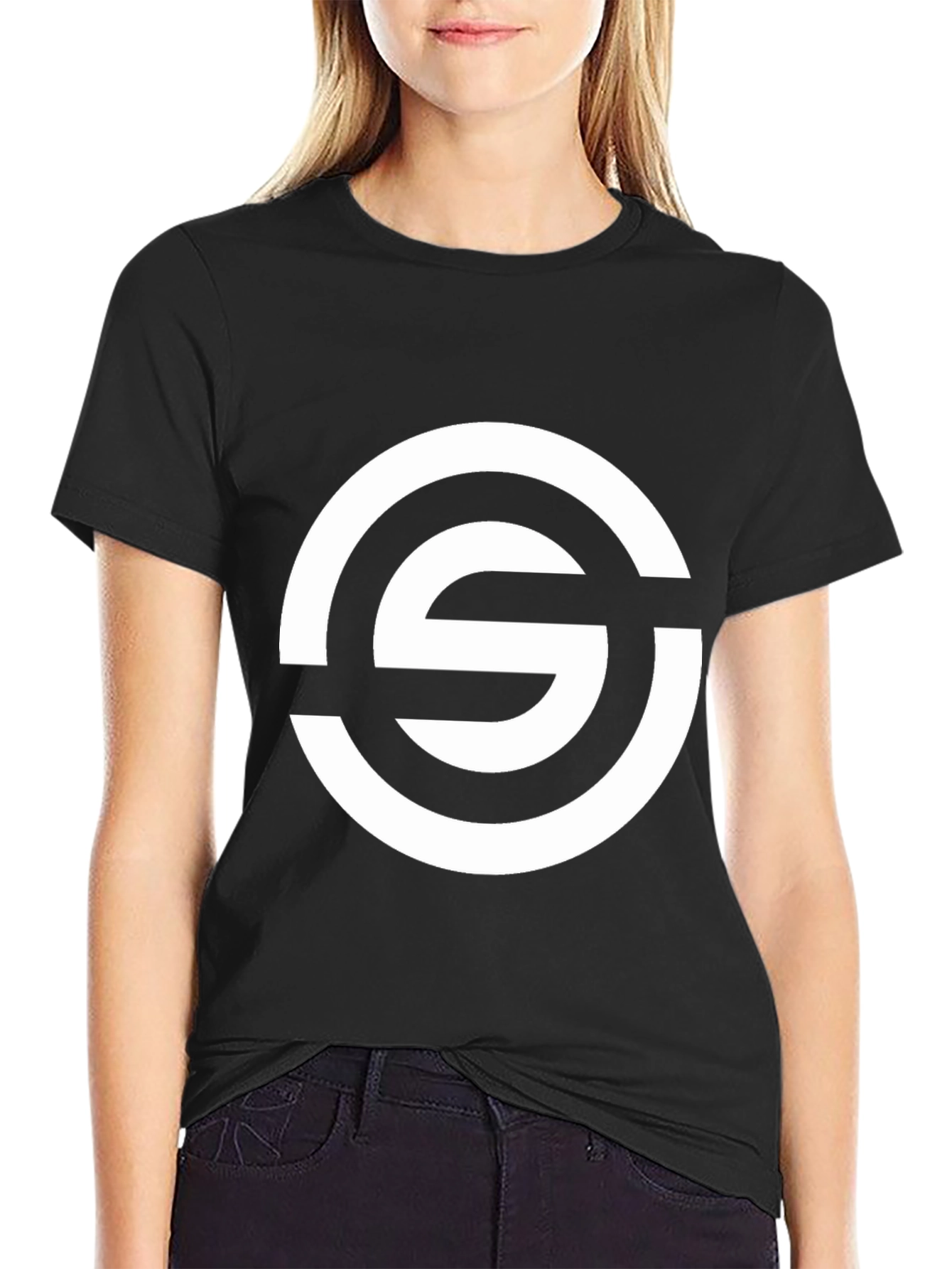 Stylish Black Tee with Bold Circle S Graphic