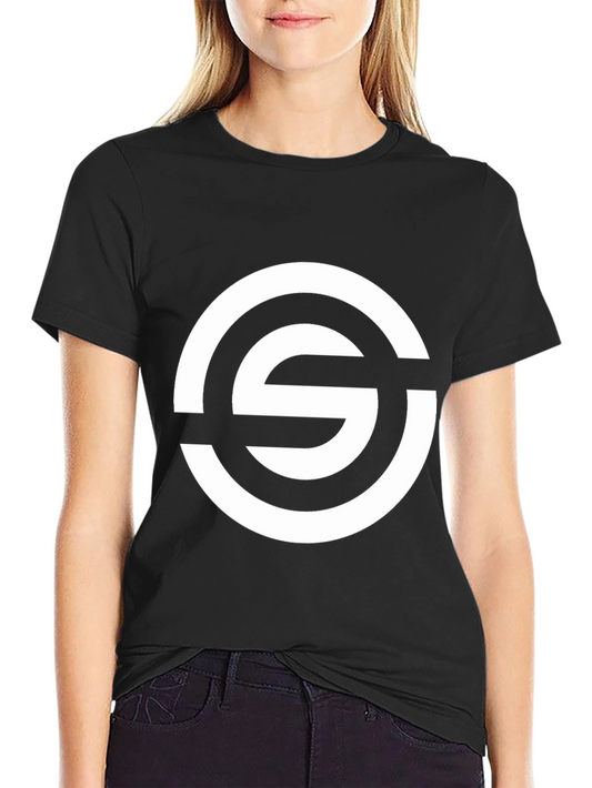 Stylish Black Tee with Bold Circle S Graphic