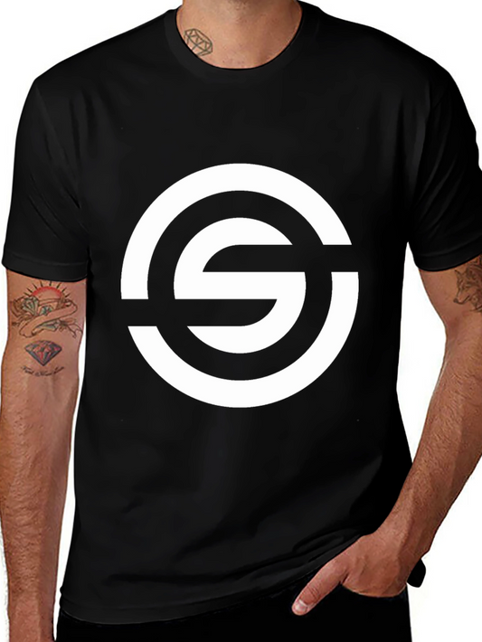 Stylish Black Tee with Bold Circle S Graphic