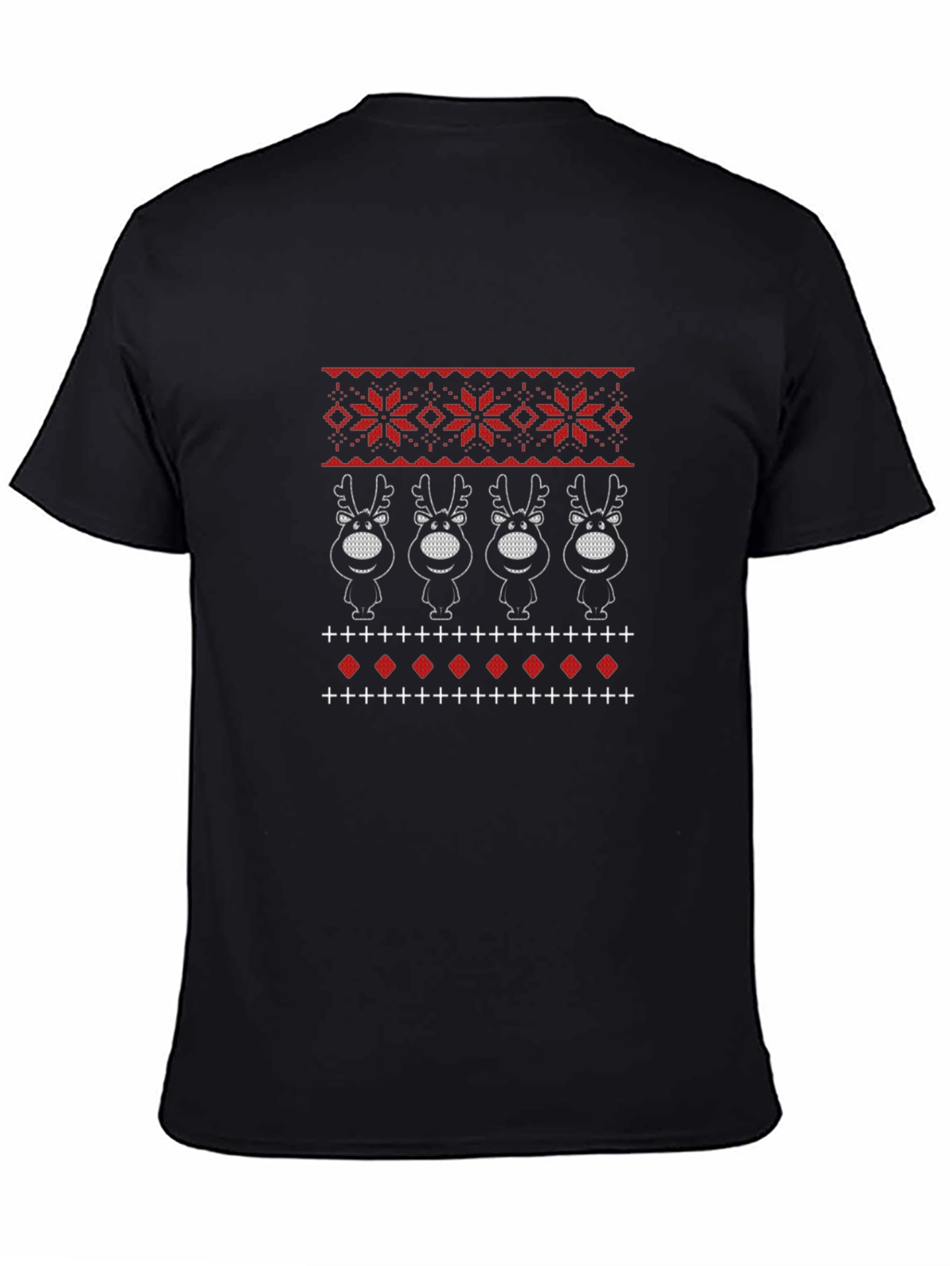Festive Reindeer Knit Pattern Holiday Tee