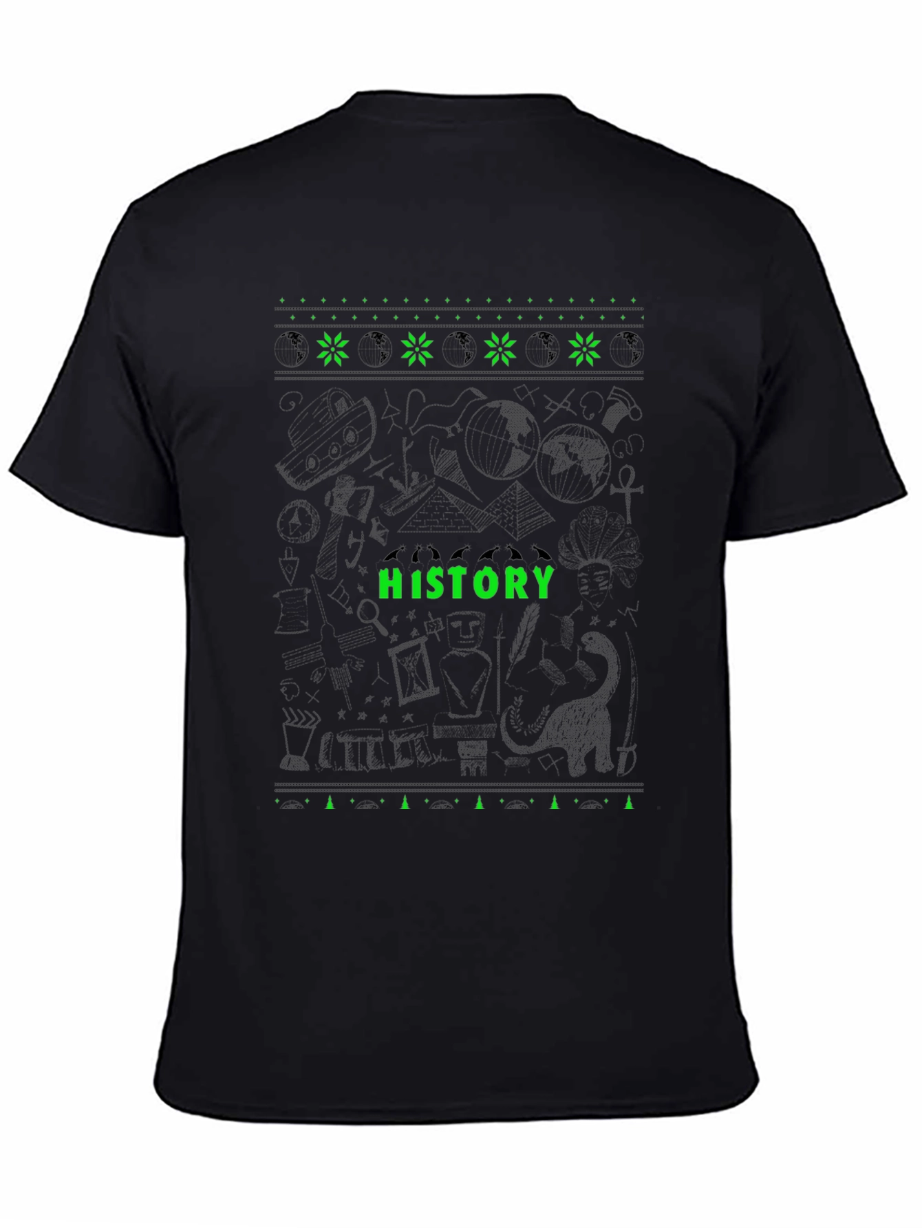 History Graphic Tee - Black Crew Neck T-Shirt