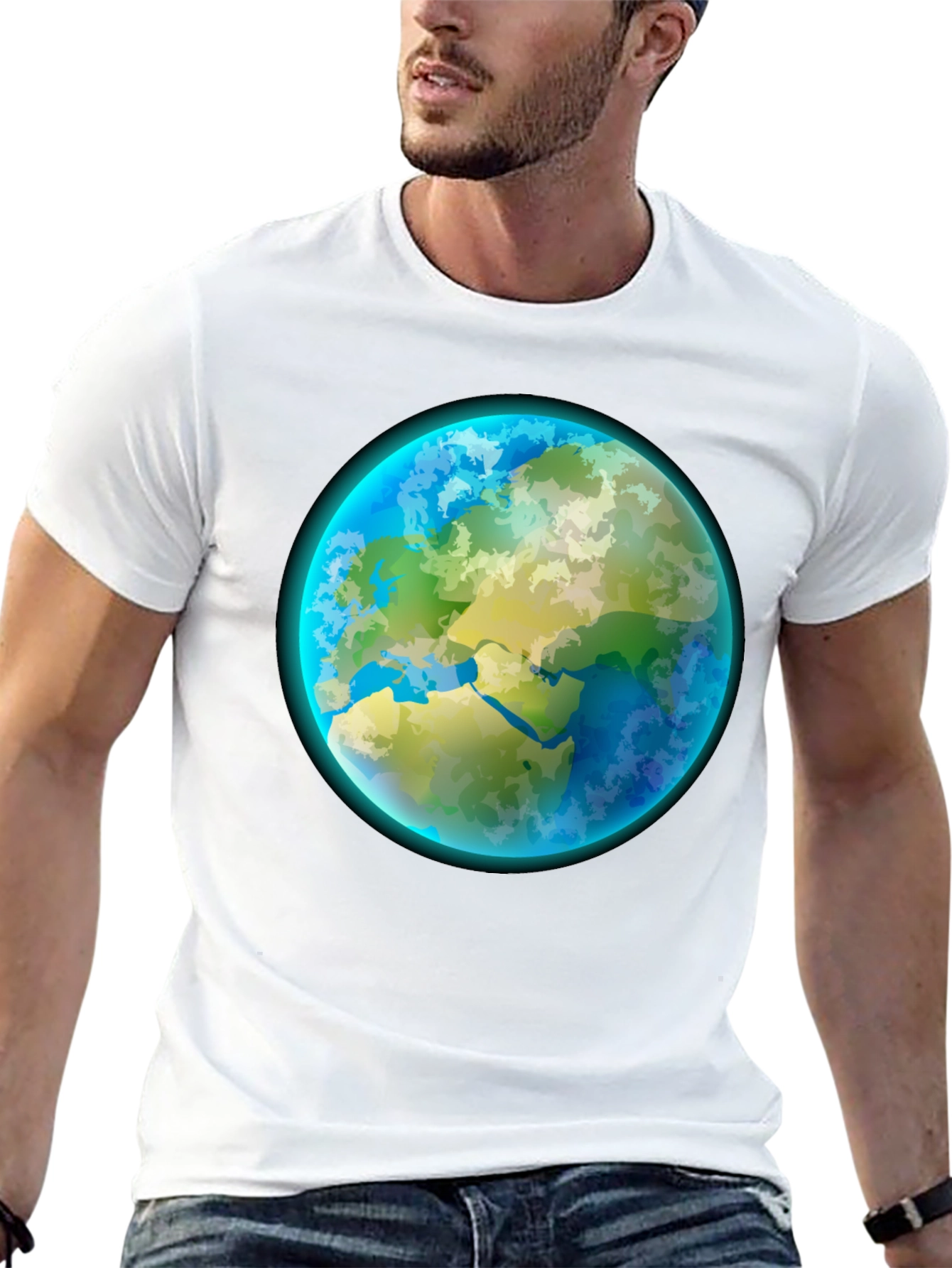 Earth Graphic Tee - Black Cotton Crew Neck Shirt