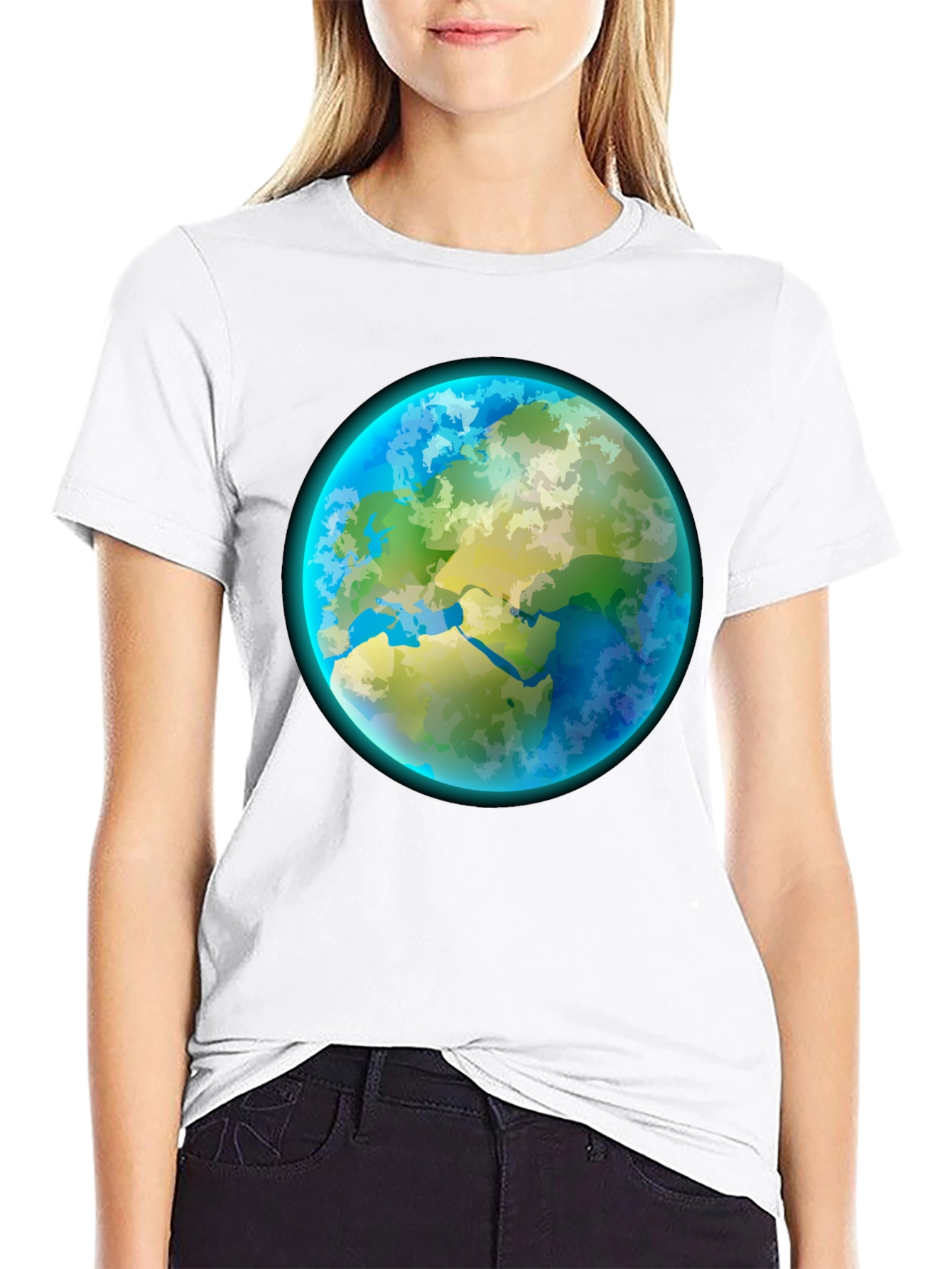 Earth Graphic Tee - Black Cotton Crew Neck Shirt