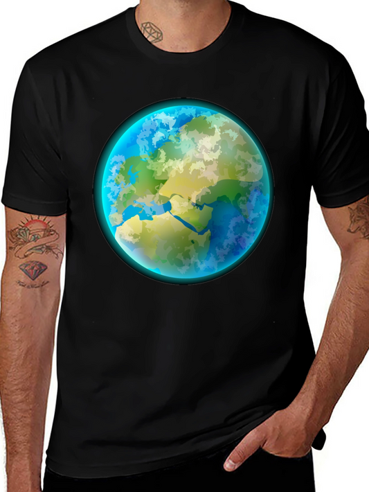Earth Graphic Tee - Black Cotton Crew Neck Shirt