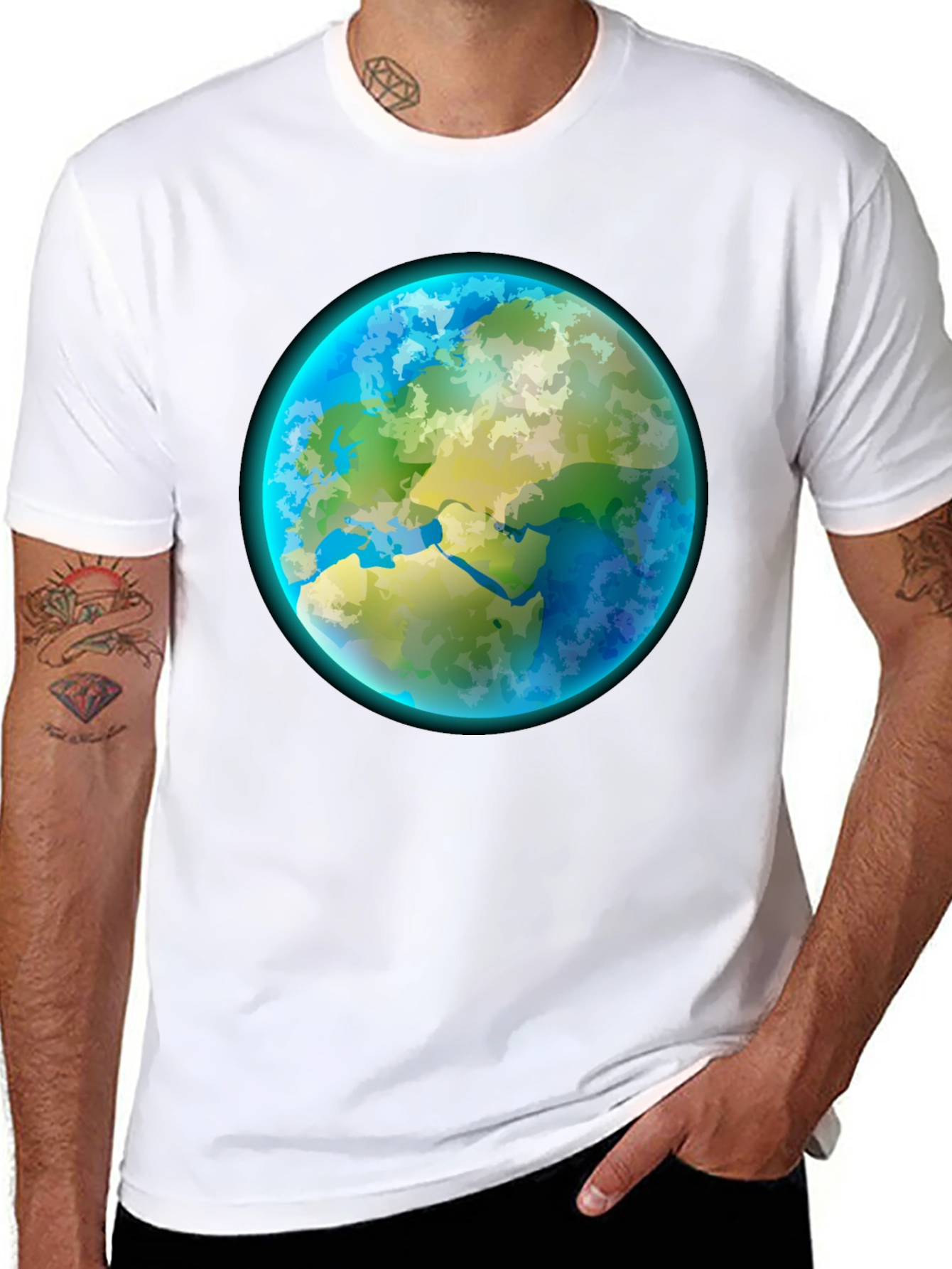 Earth Graphic Tee - Black Cotton Crew Neck Shirt