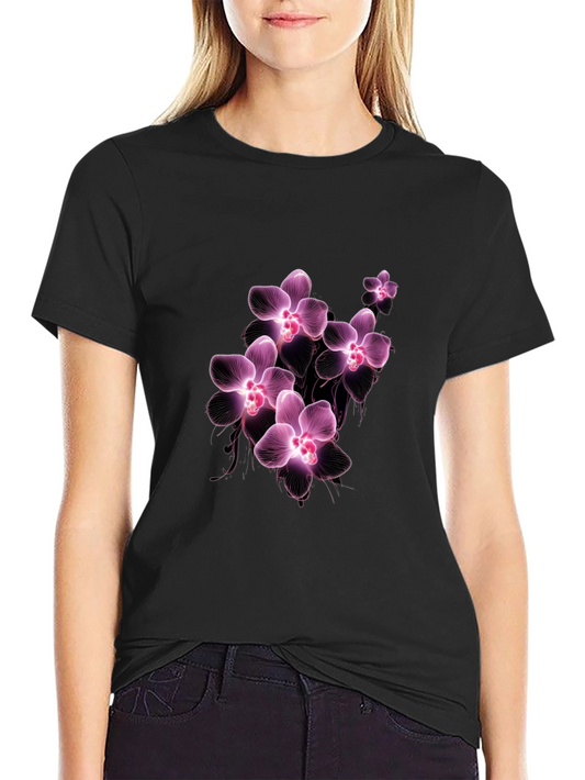 Floral Orchid T-Shirt - Black