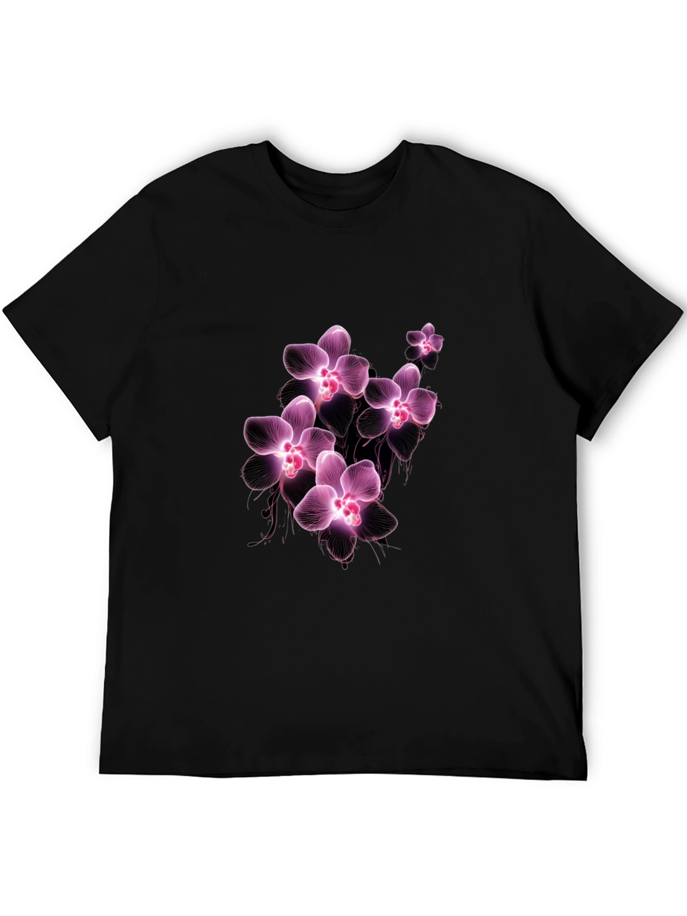 Floral Orchid T-Shirt - Black