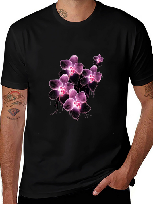 Floral Orchid T-Shirt - Black