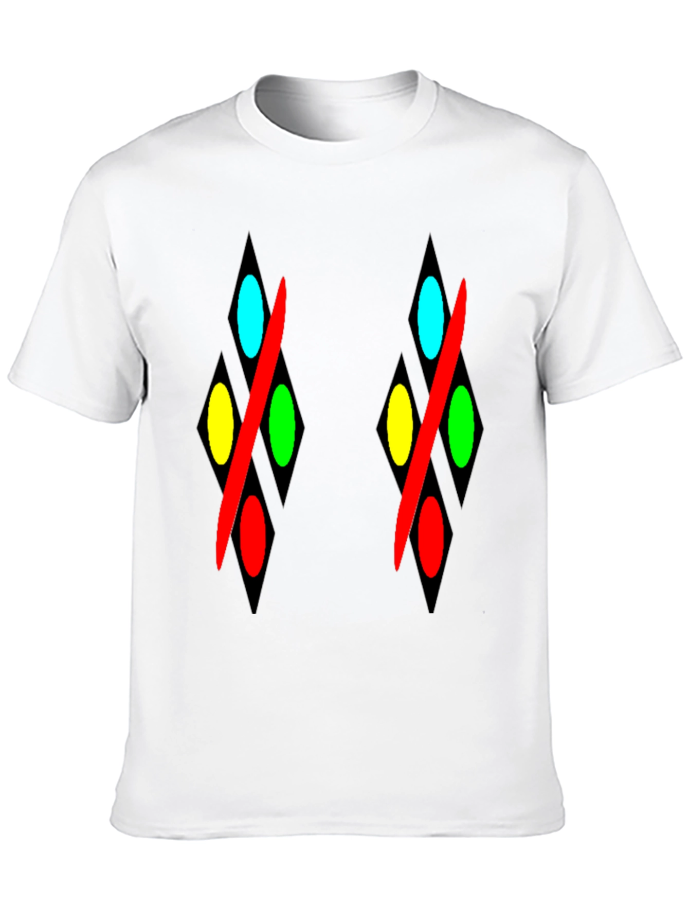 Abstract Diamond Pattern Black T-Shirt