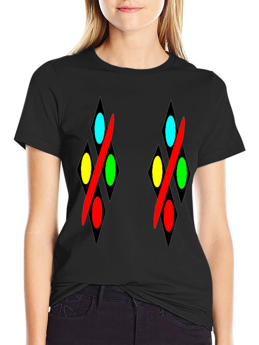 Abstract Diamond Pattern Black T-Shirt