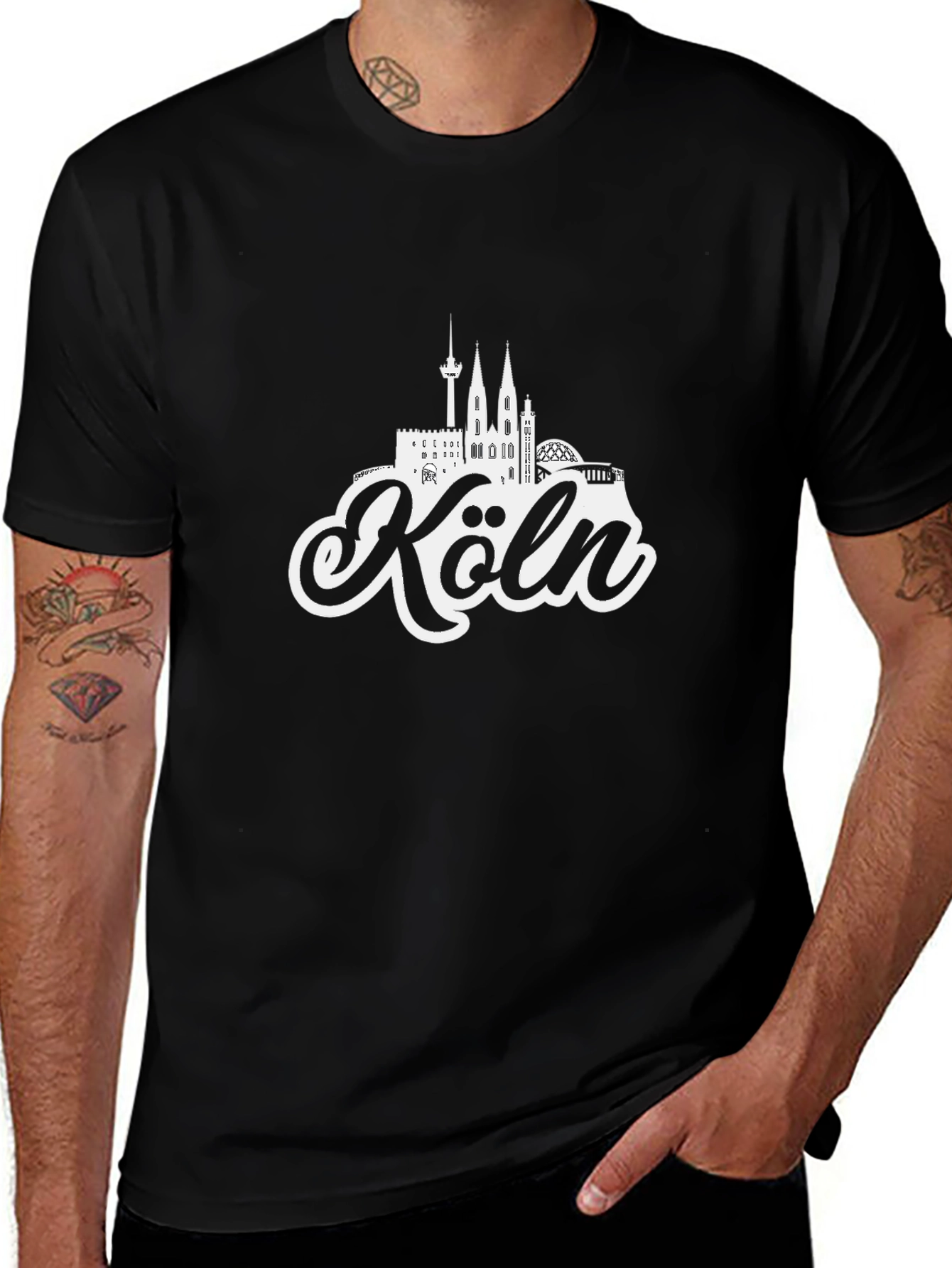 Cologne Germany Skyline Black T-Shirt