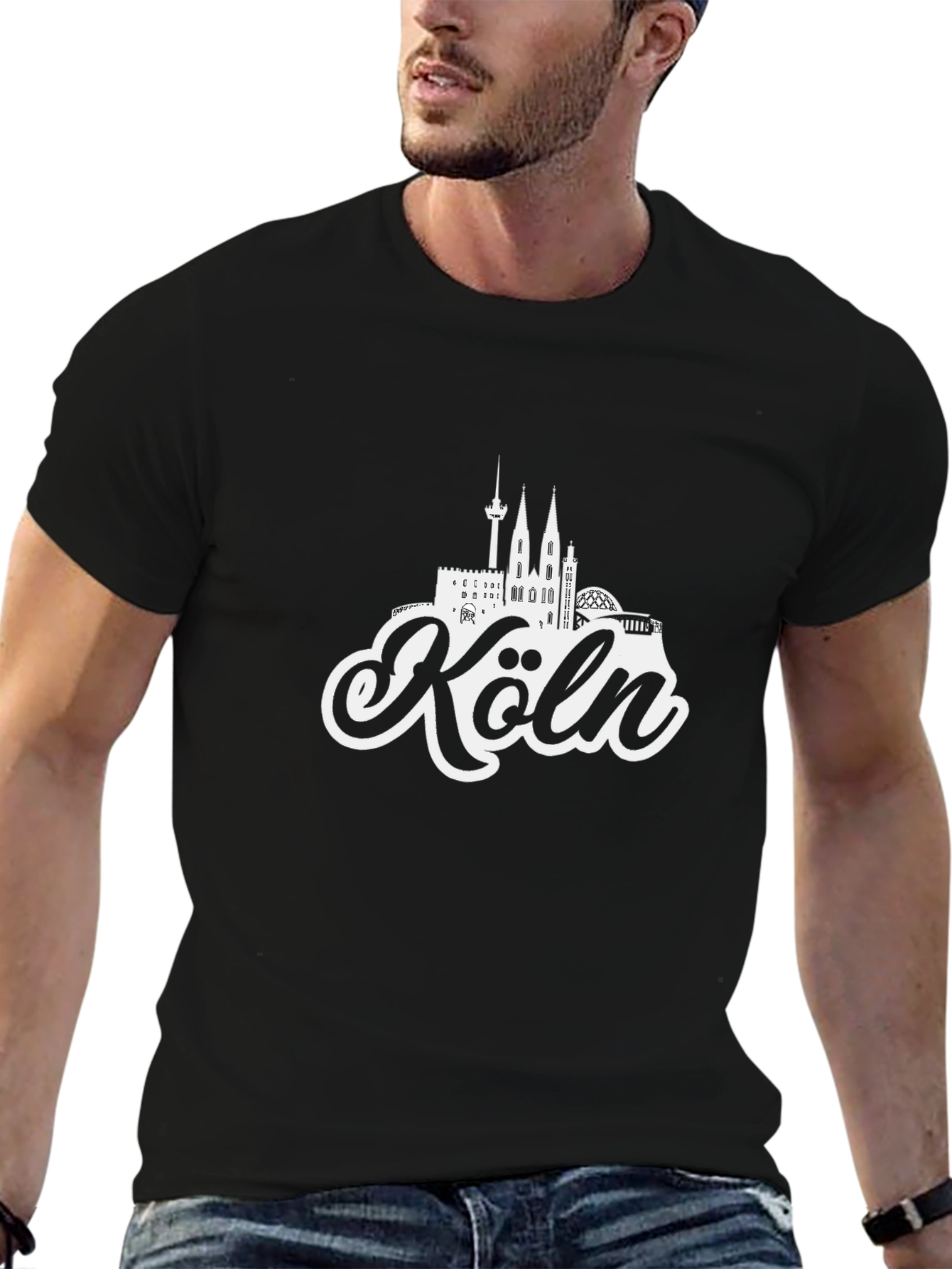 Cologne Germany Skyline Black T-Shirt