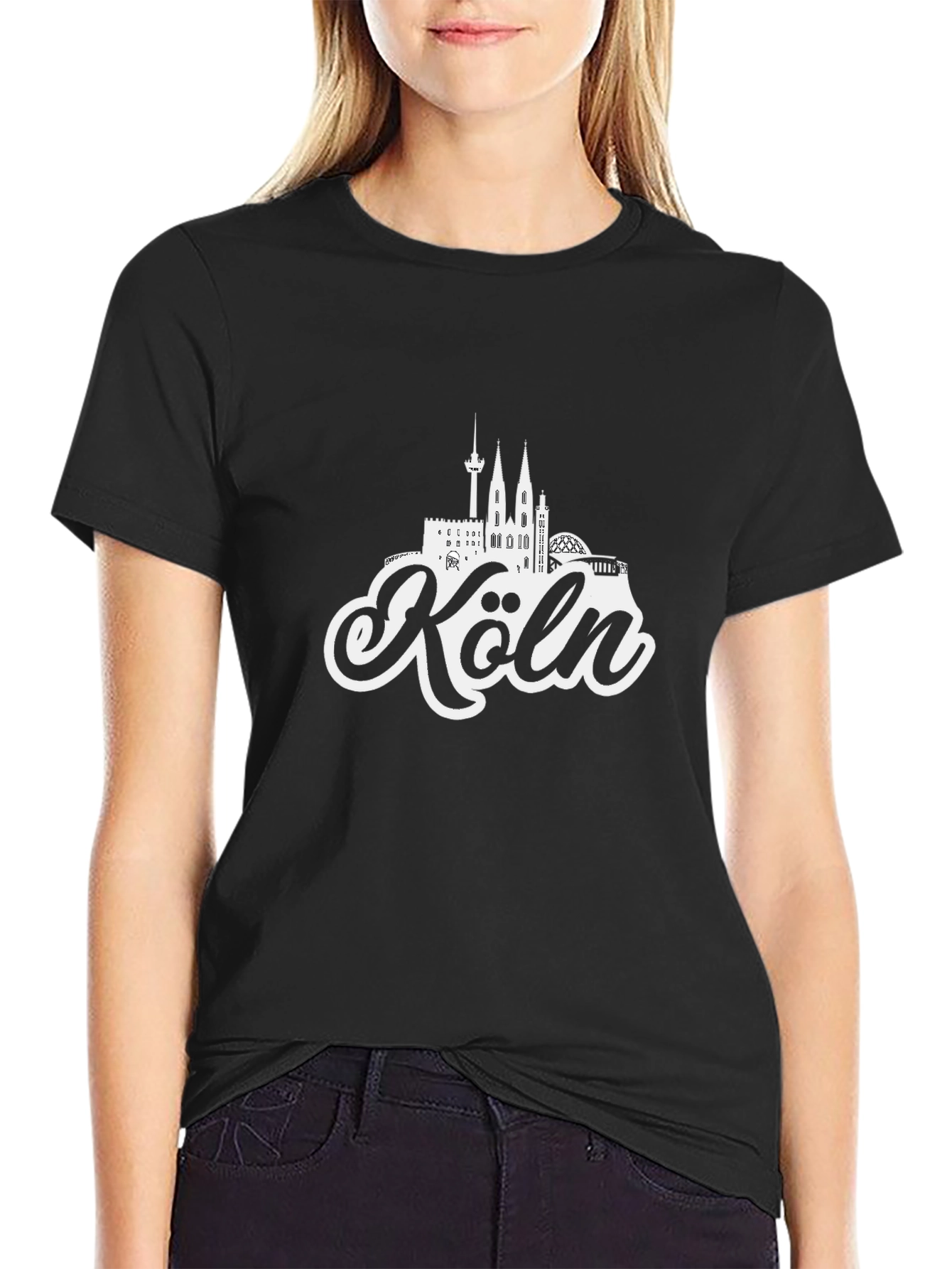 Cologne Germany Skyline Black T-Shirt