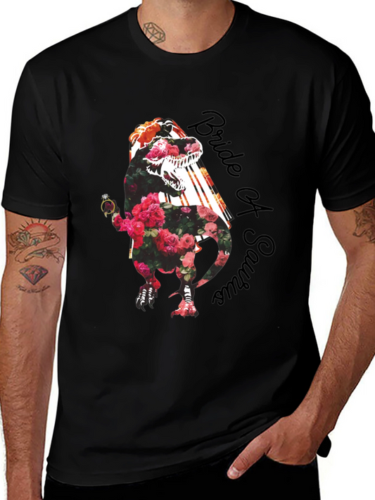 Bride of Saurus T-Shirt - Floral Dinosaur Wedding Tee
