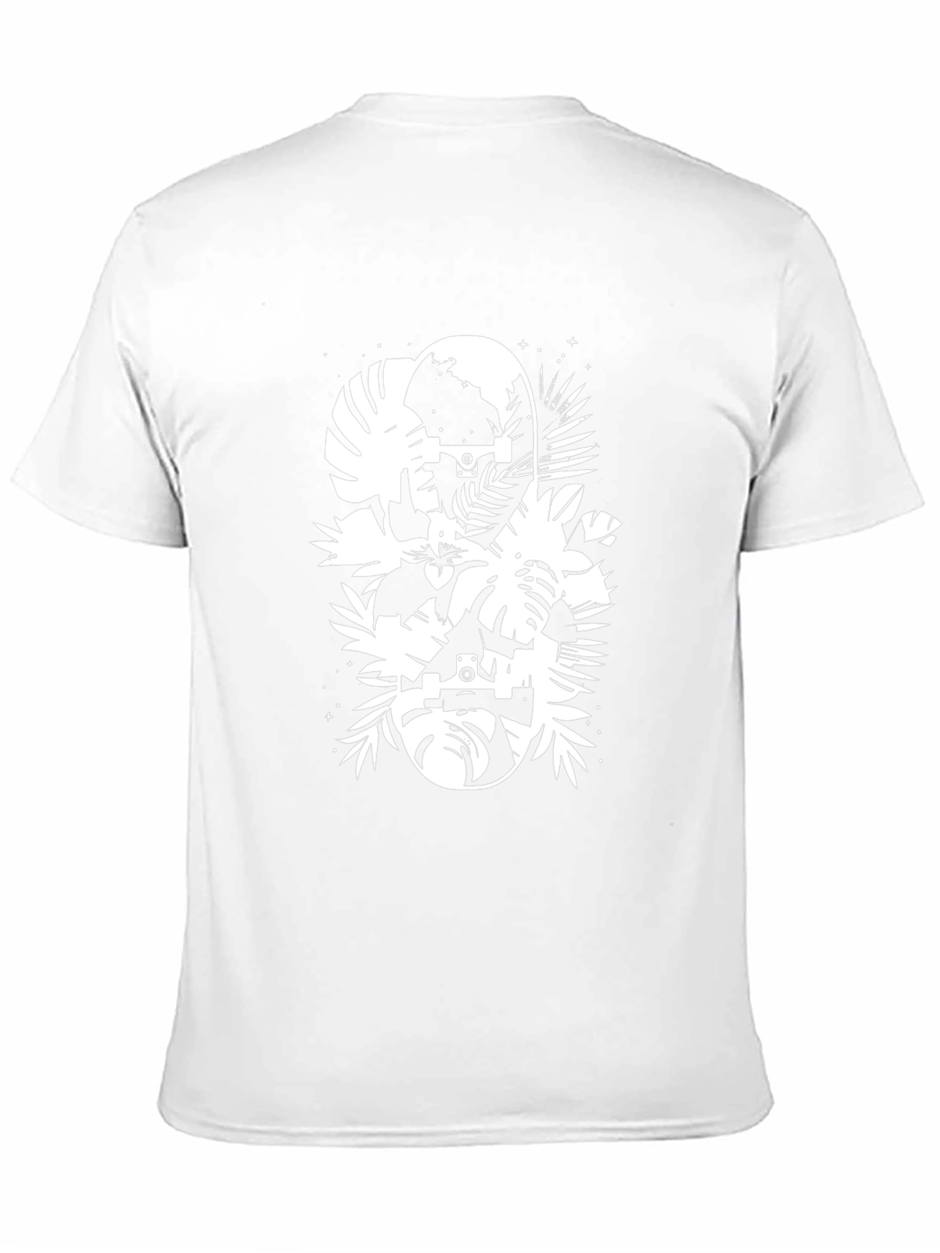 Tropical Skateboard Graphic T-Shirt - Black