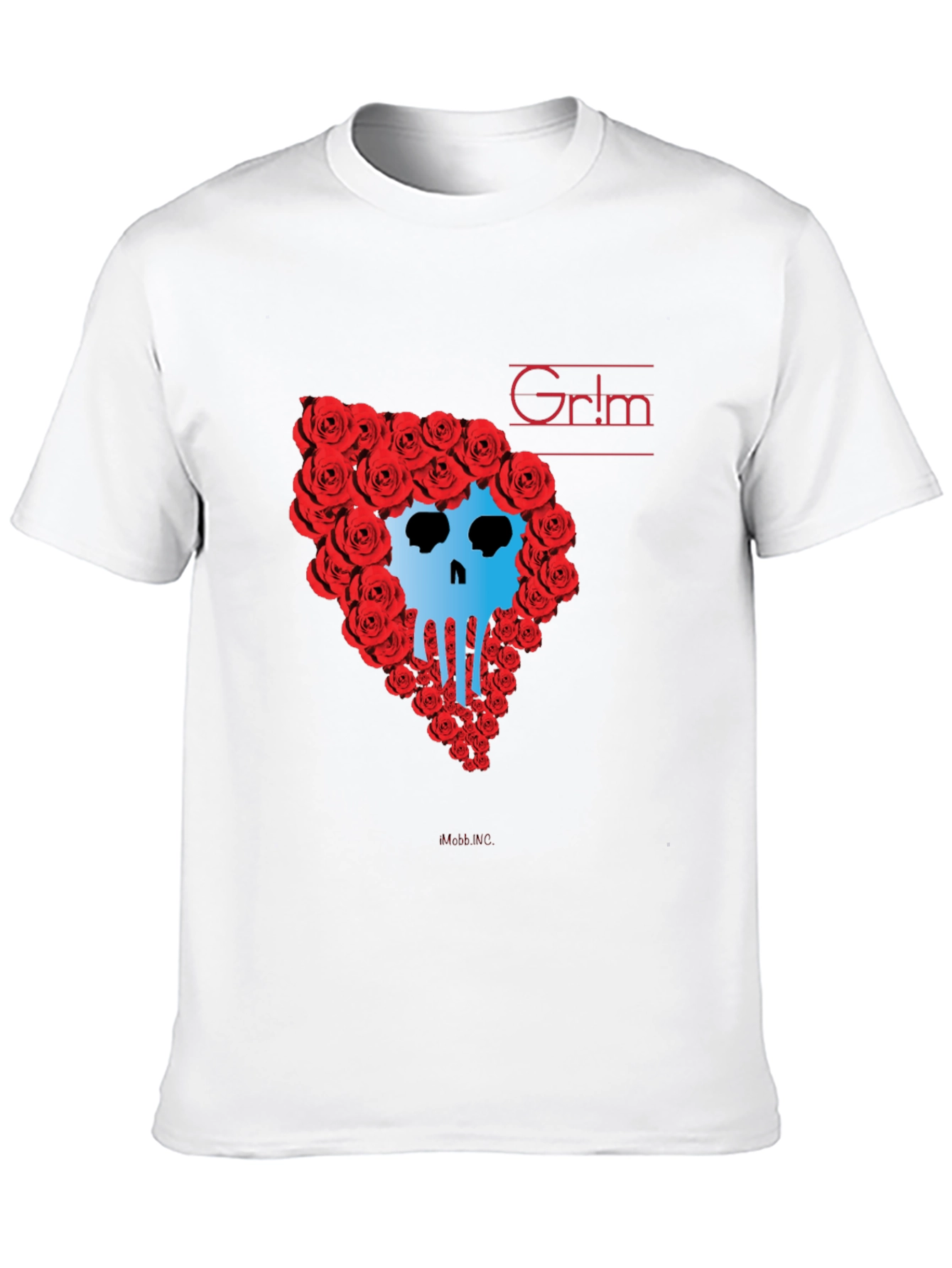 Grim Rose Skull Graphic Tee - Black