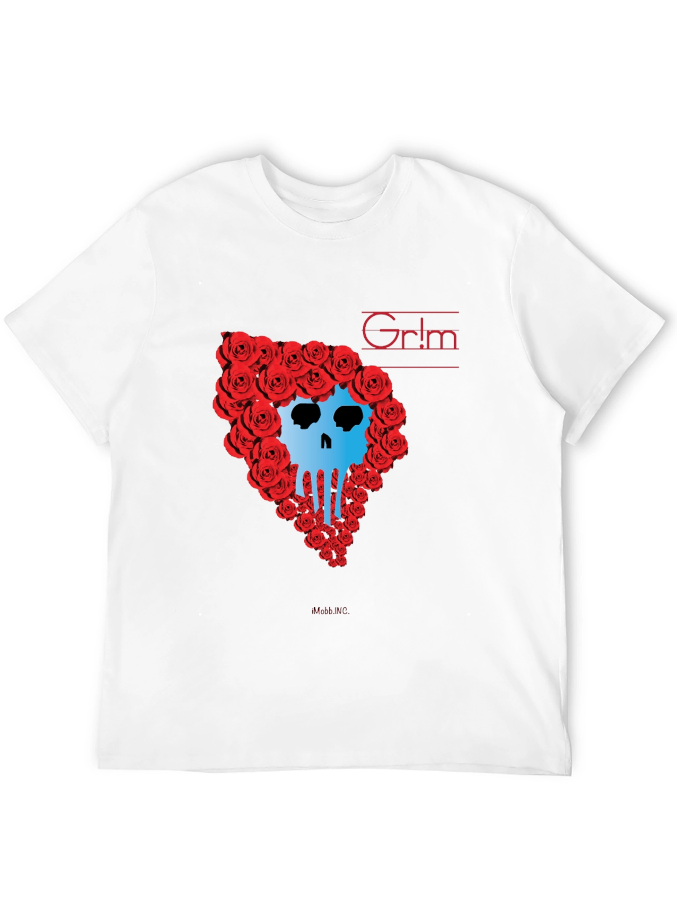 Grim Rose Skull Graphic Tee - Black