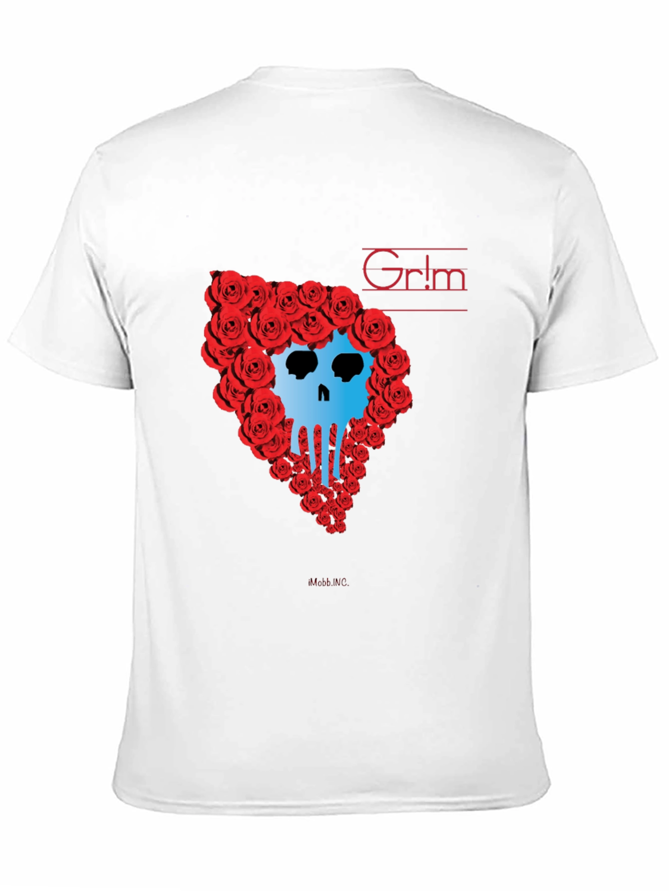Grim Rose Skull Graphic Tee - Black