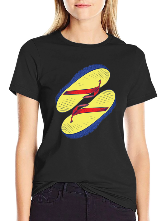 Flip Flop Graphic Tee - Casual Black T-Shirt