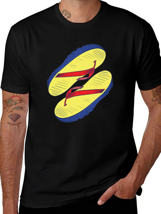 Flip Flop Graphic Tee - Casual Black T-Shirt