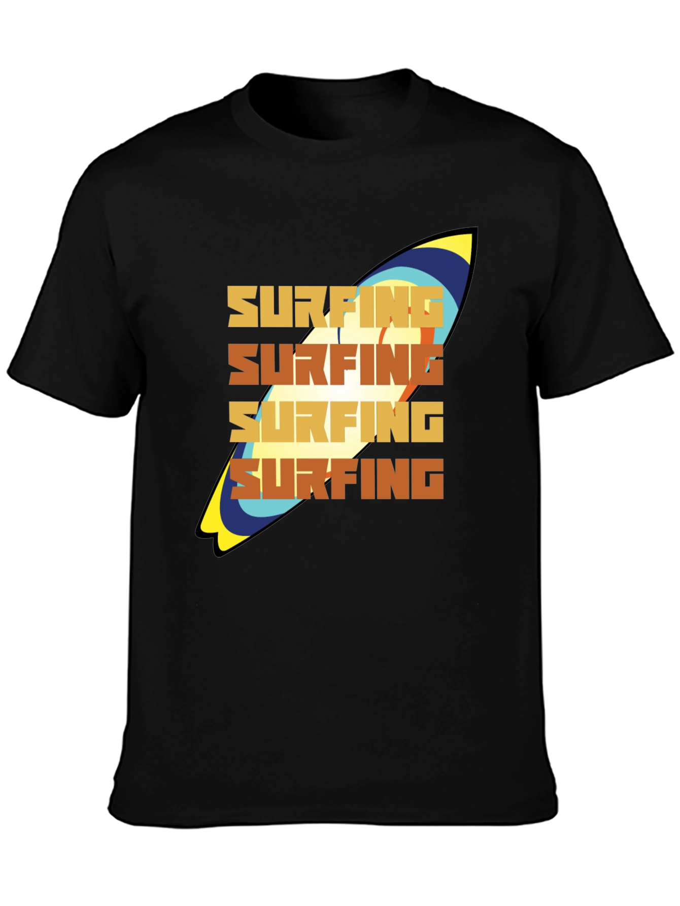 Surfing T-Shirt: Retro Surfboard Design Soft Cotton Tee