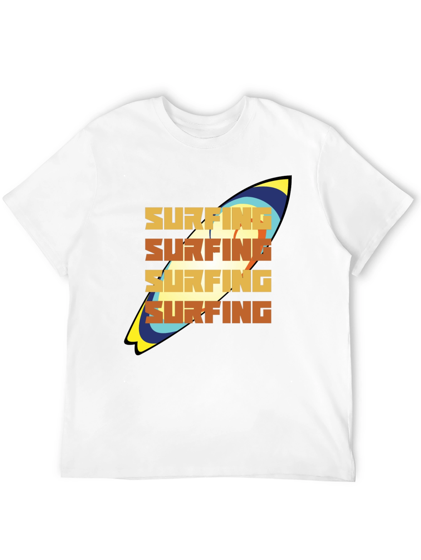 Surfing T-Shirt: Retro Surfboard Design Soft Cotton Tee