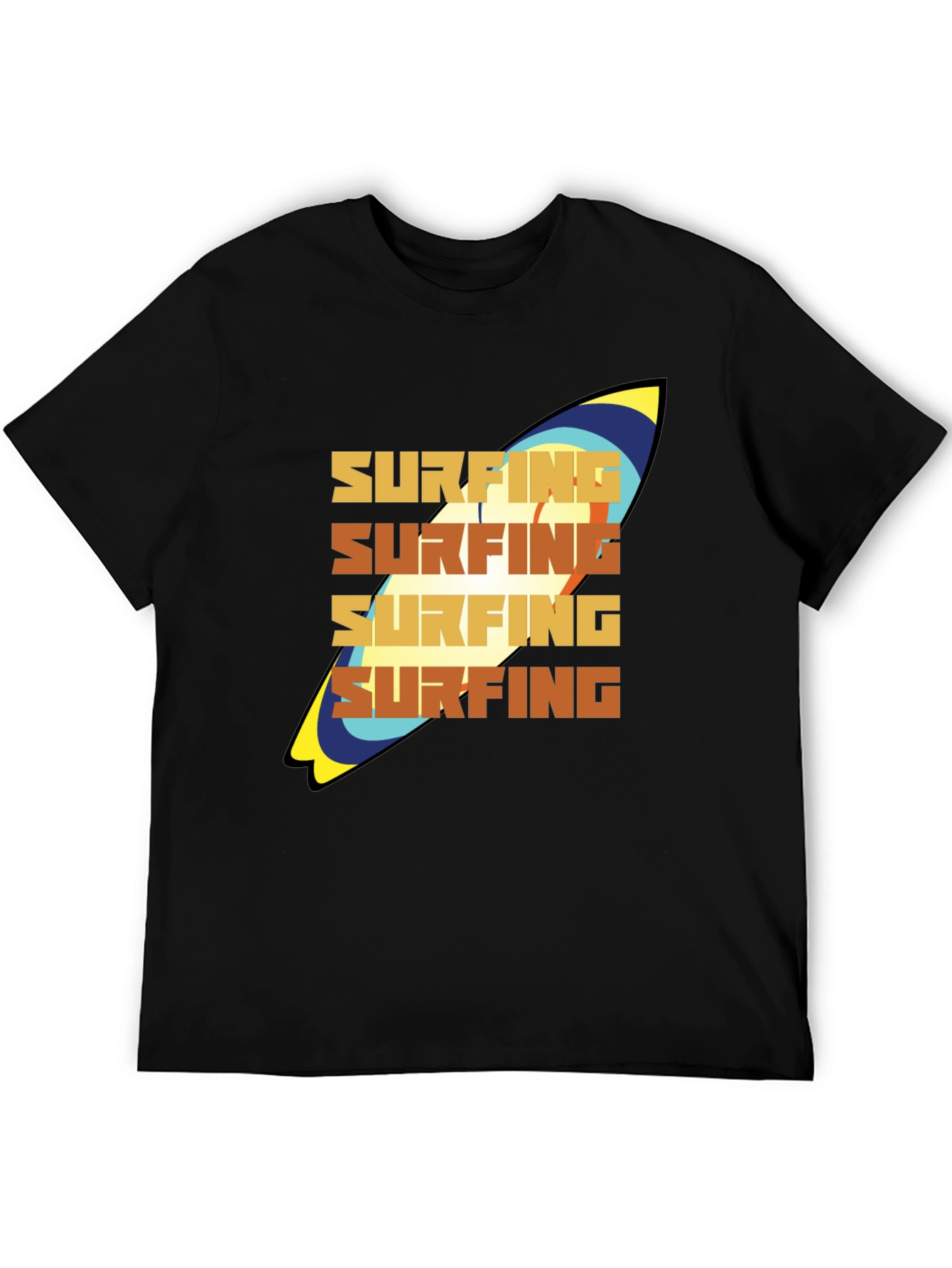 Surfing T-Shirt: Retro Surfboard Design Soft Cotton Tee