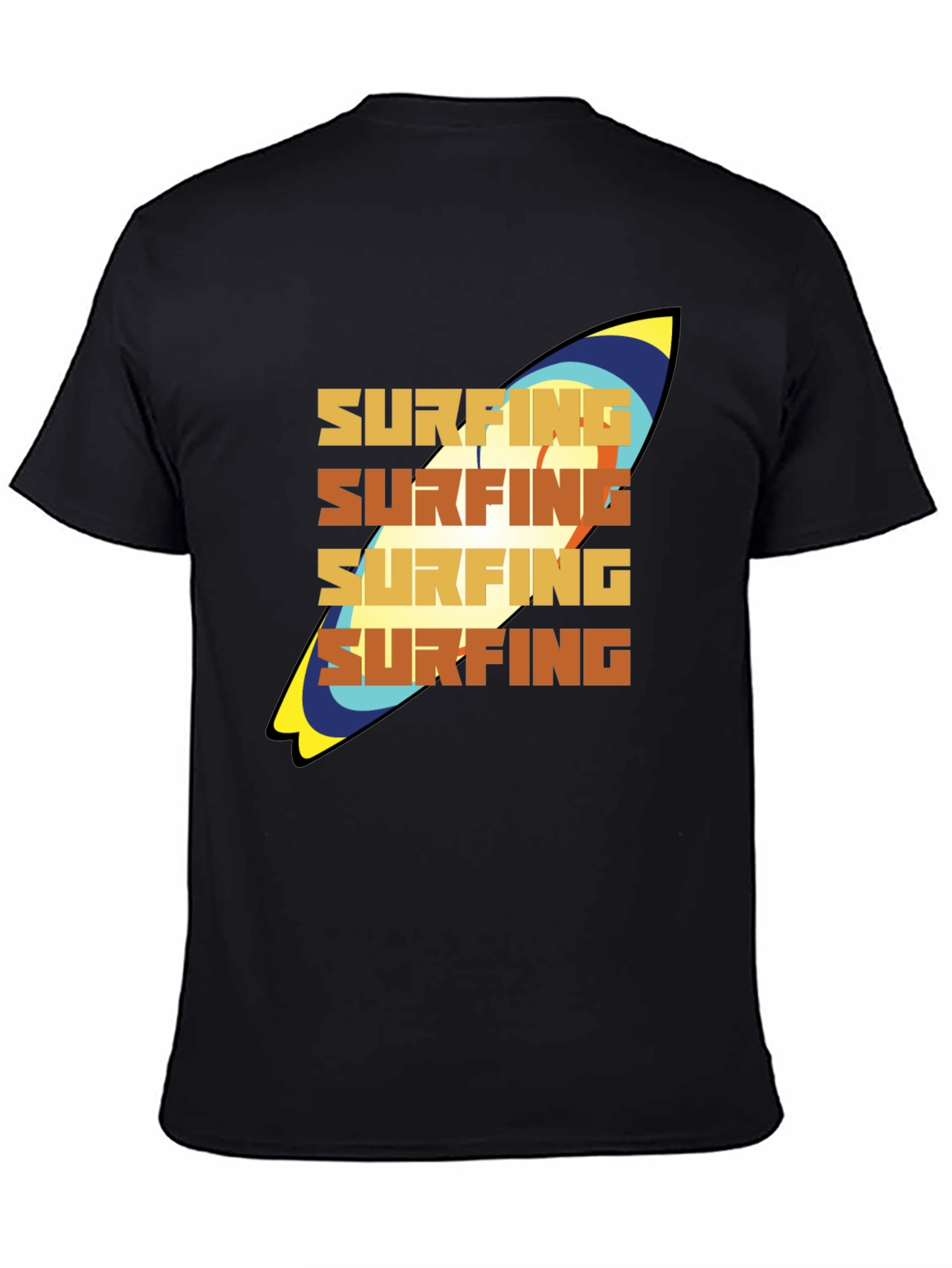 Surfing T-Shirt: Retro Surfboard Design Soft Cotton Tee