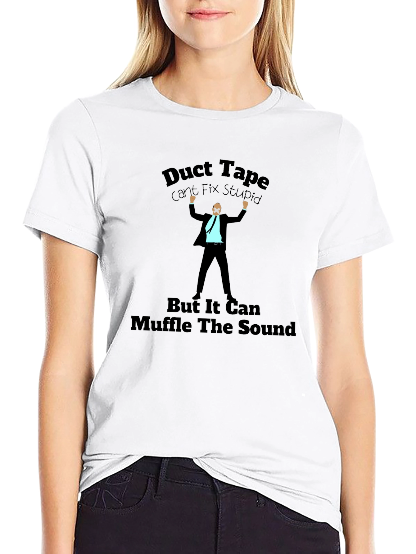 Duct Tape T-Shirt: Cant Fix Stupid Humor Tee