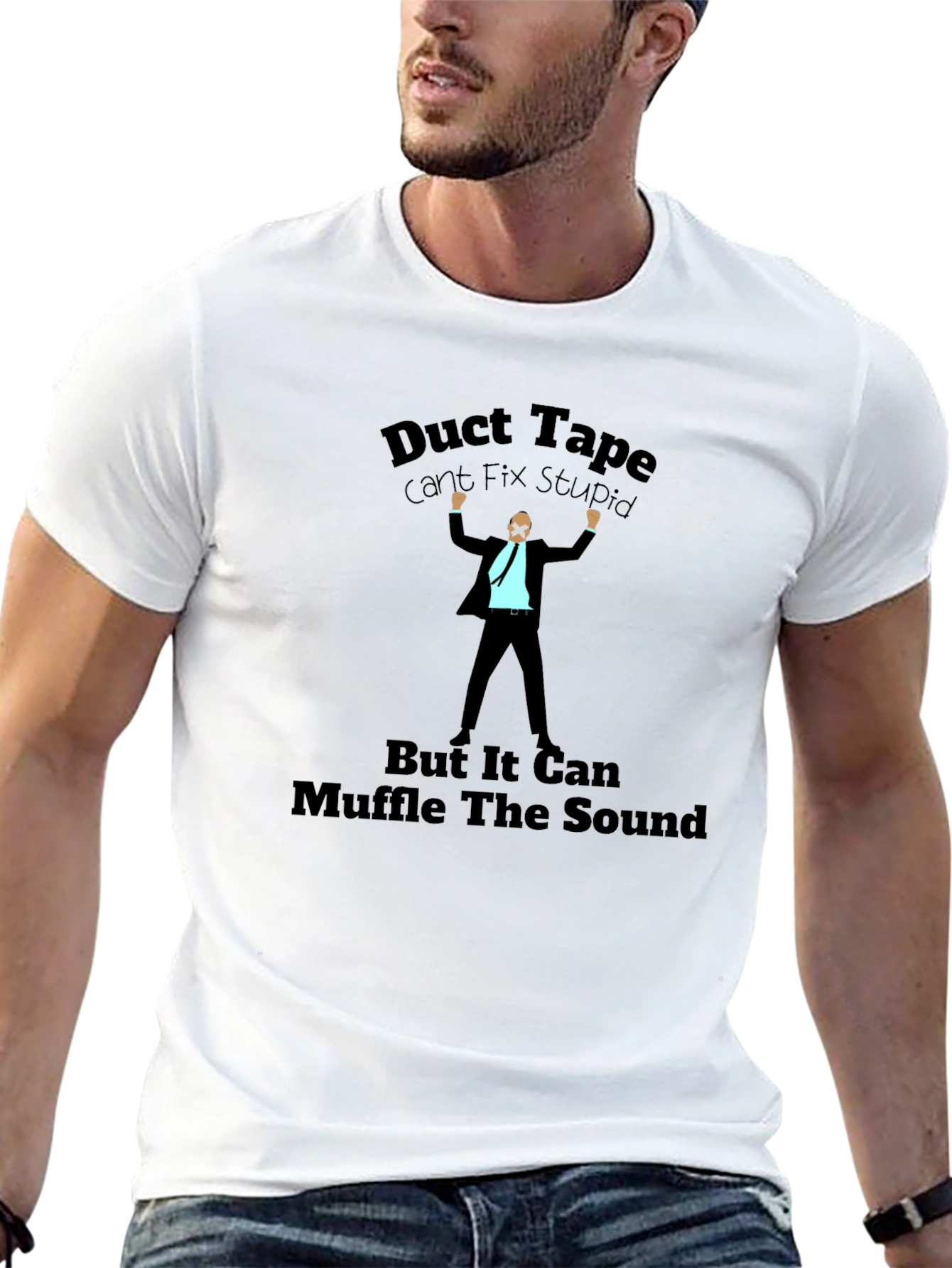 Duct Tape T-Shirt: Cant Fix Stupid Humor Tee